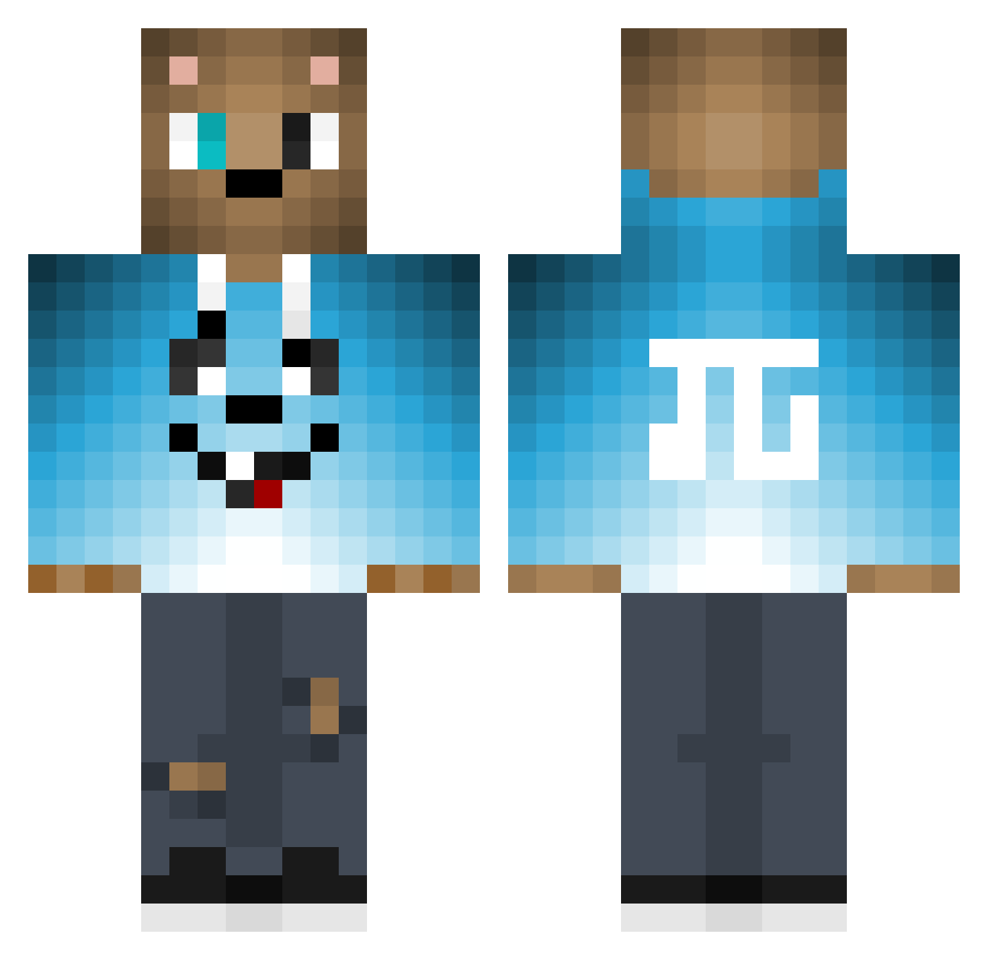 Kxvin08 Minecraft skin, front and back view