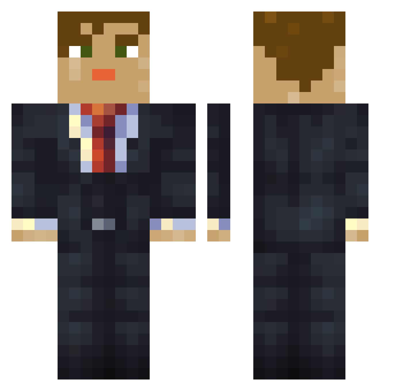 Tyskman Minecraft skin, front and back view