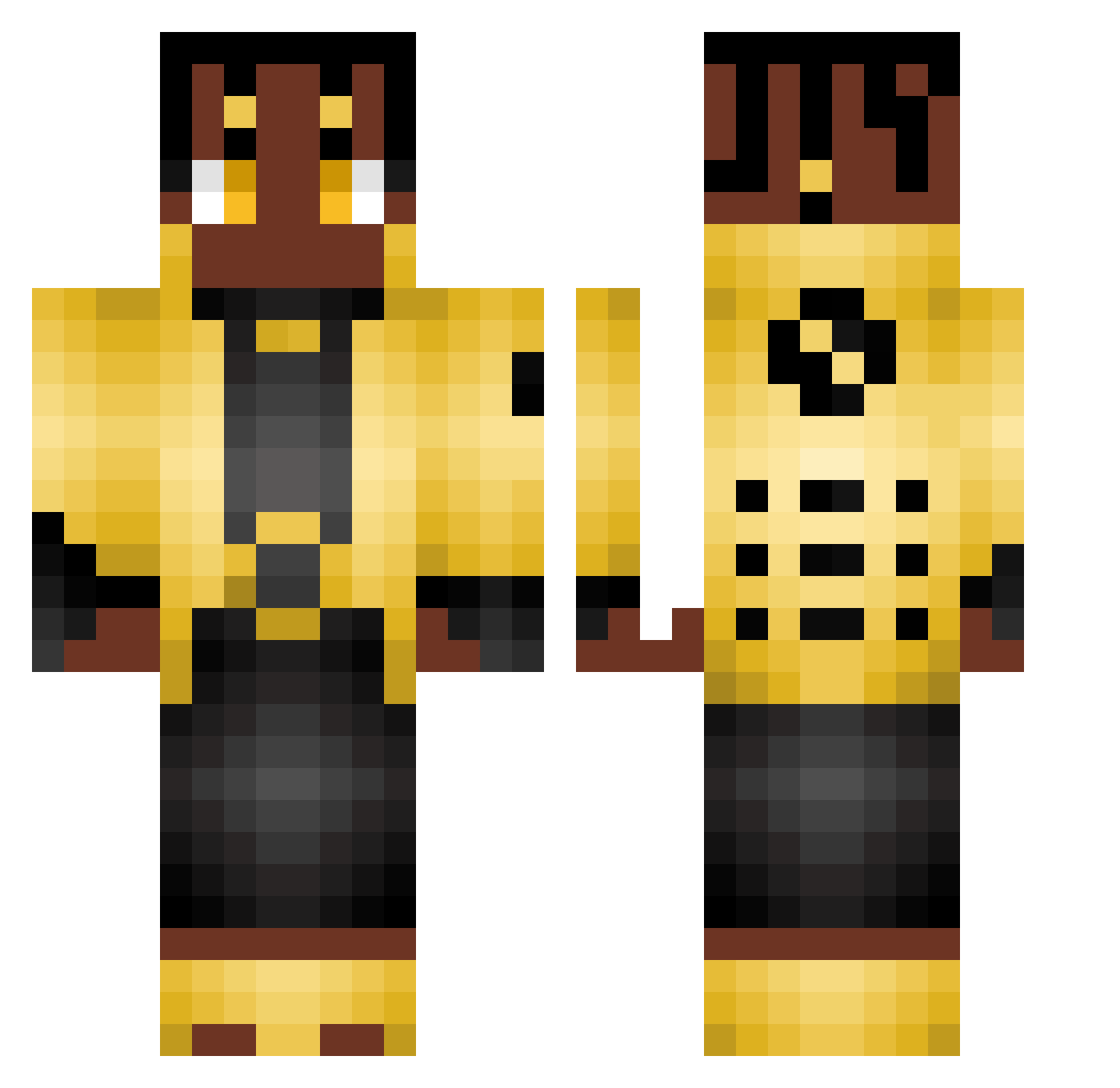 blackblix Minecraft skin, front and back view