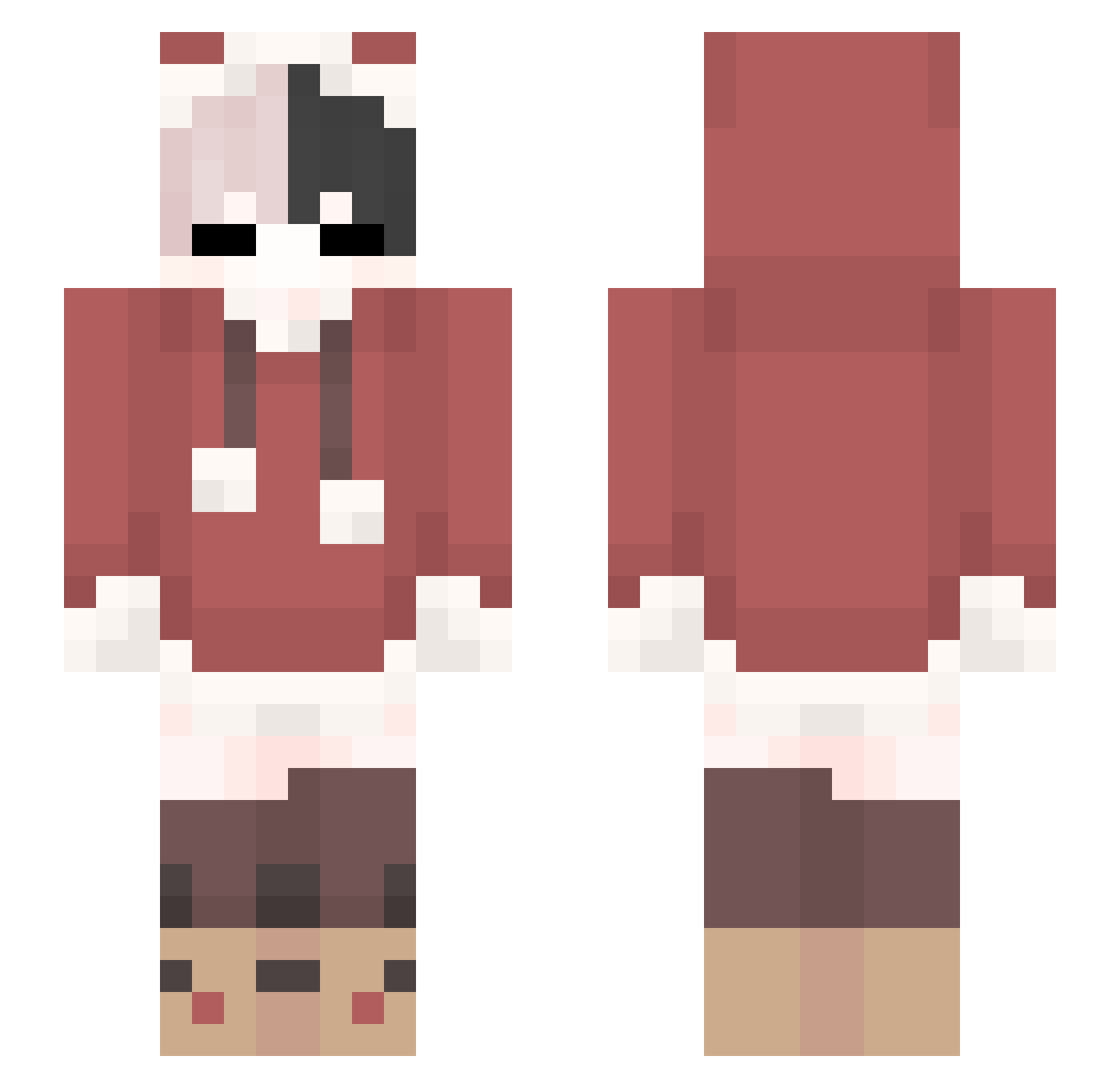 Xshxdow Minecraft skin, front and back view