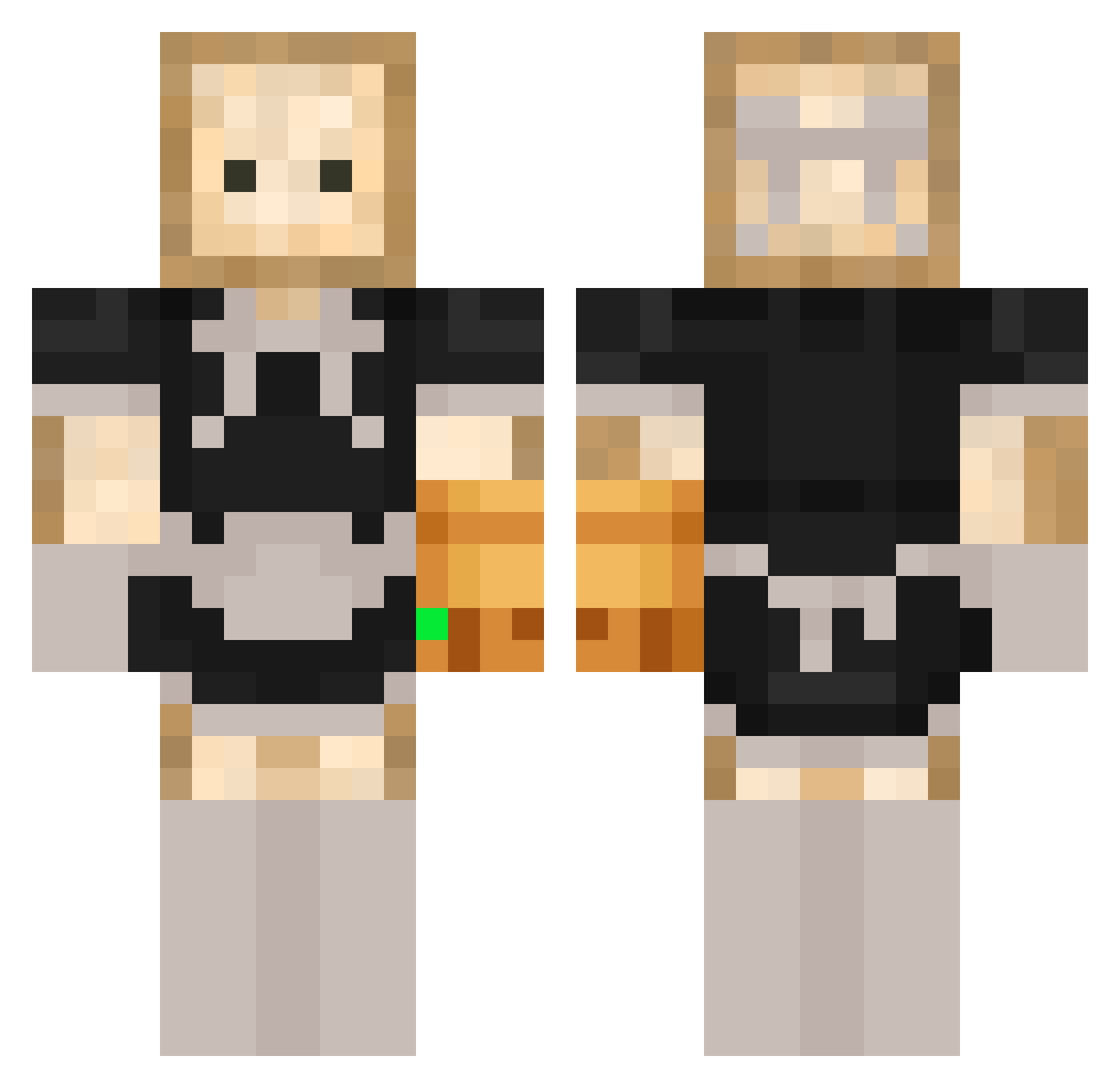 Barnis Minecraft skin, front and back view