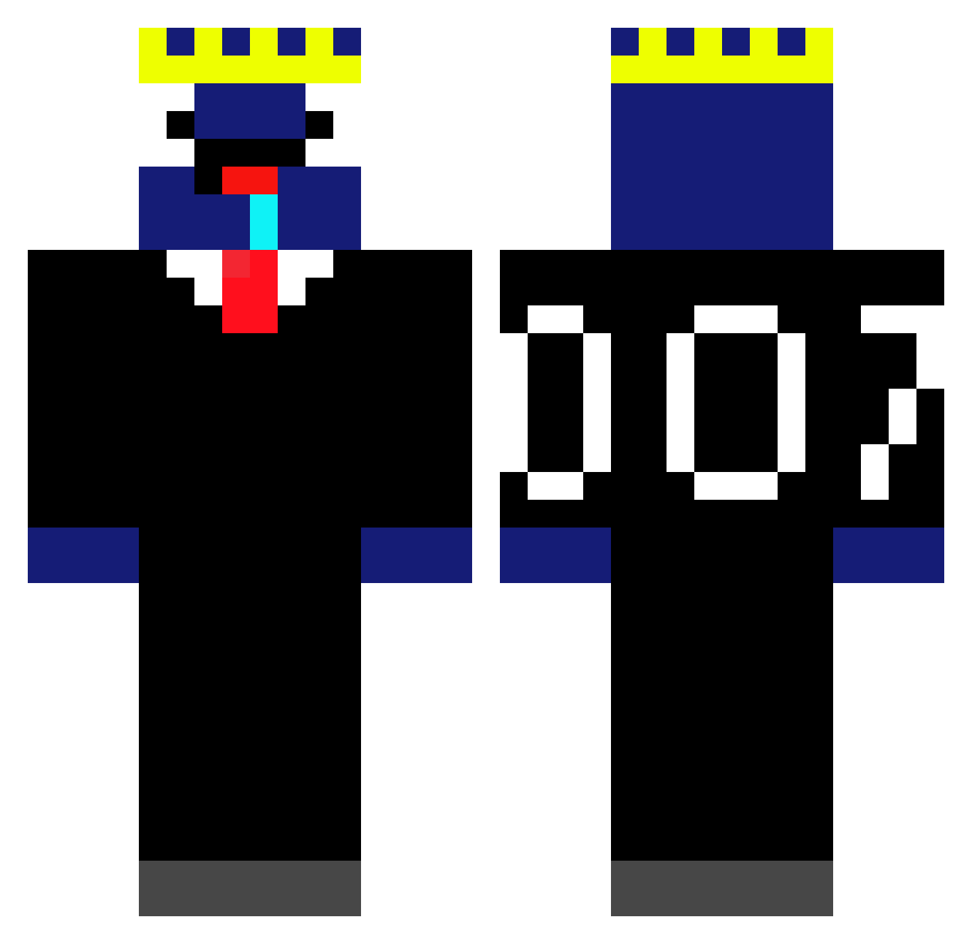 SQUID_BLASH Minecraft skin, front and back view