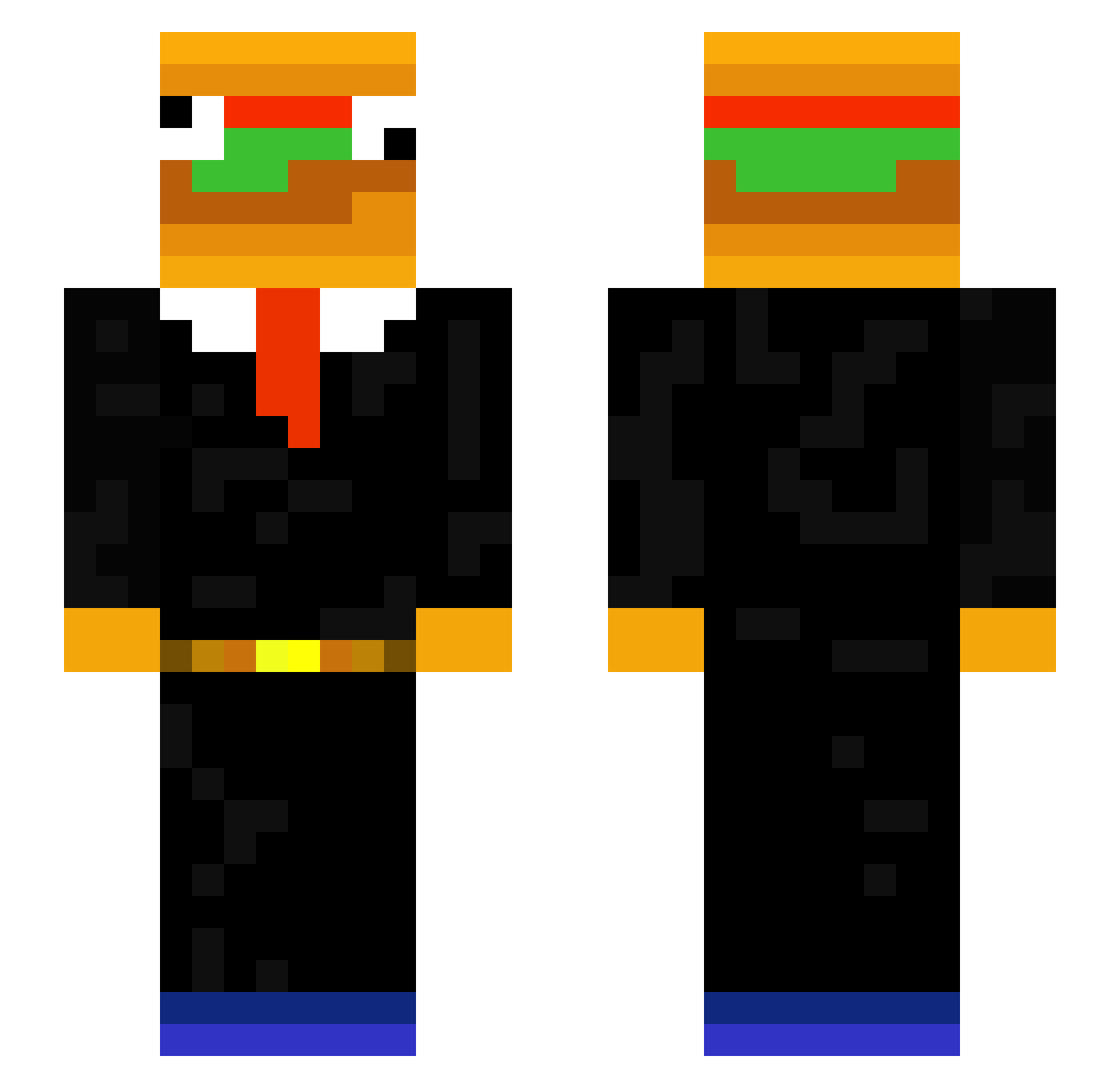 derrburgerbrater Minecraft skin, front and back view