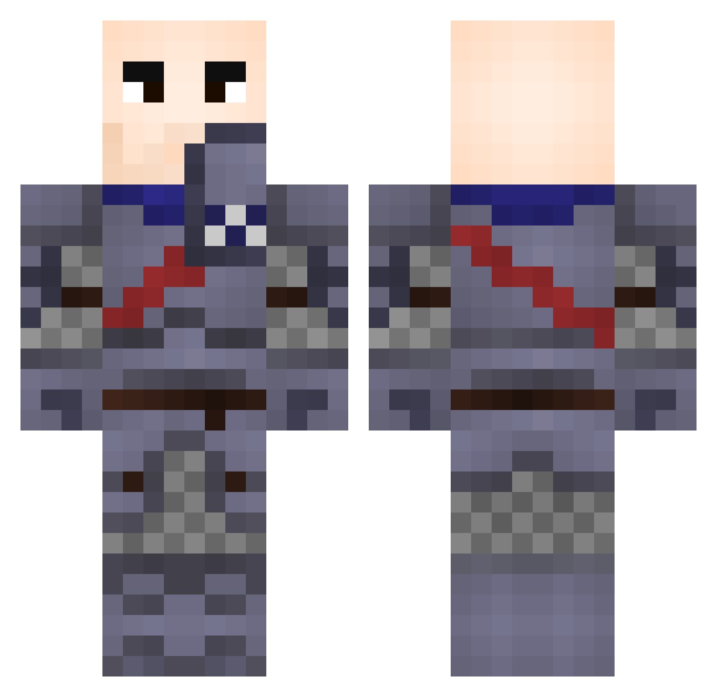 vaflha Minecraft skin, front and back view