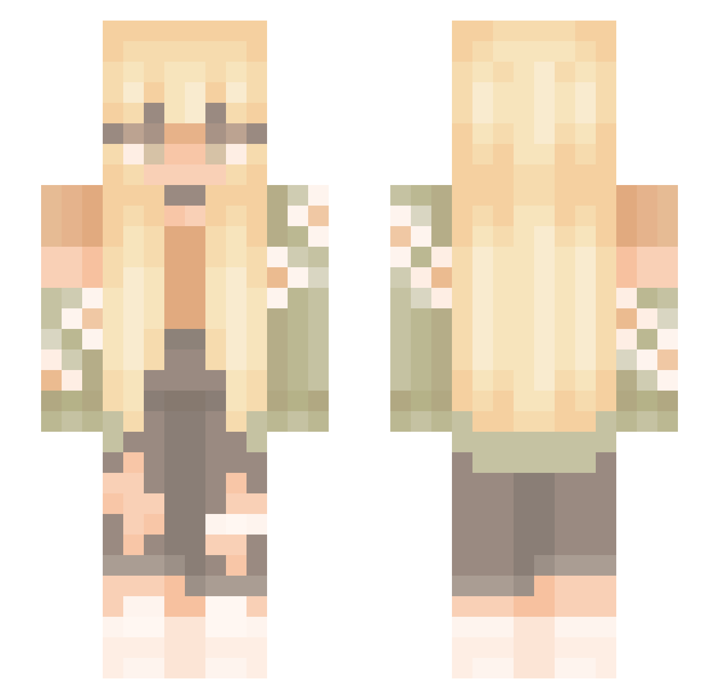 Pixeell Minecraft skin, front and back view