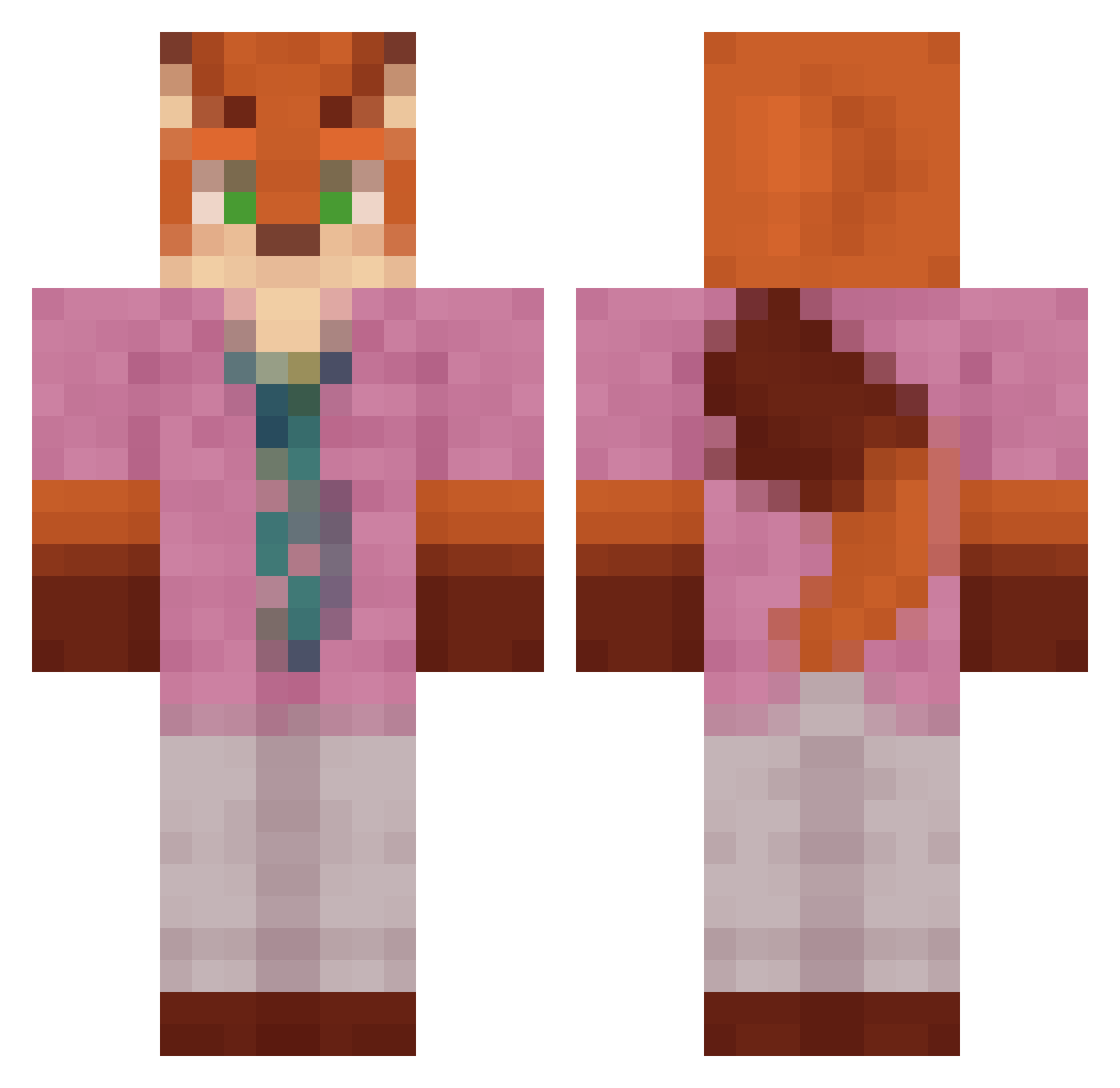 Velthr Minecraft skin, front and back view
