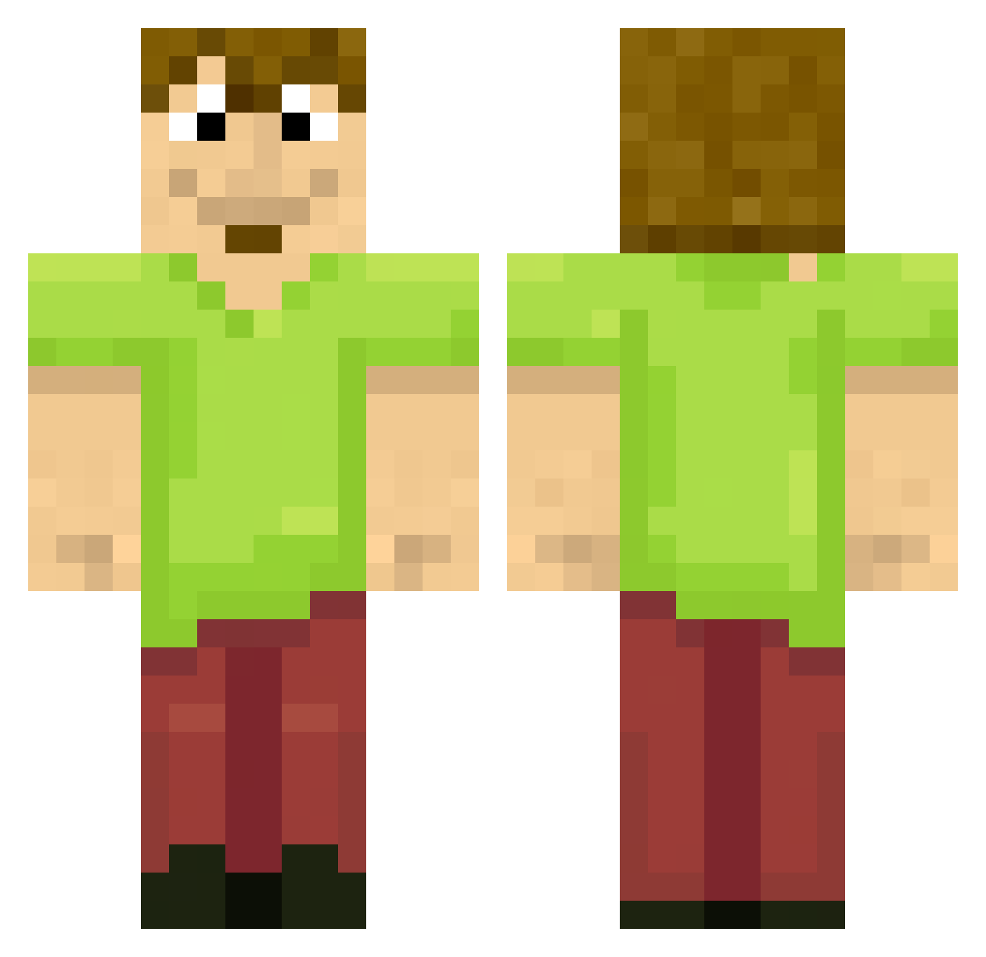 ninjashaggy Minecraft skin, front and back view