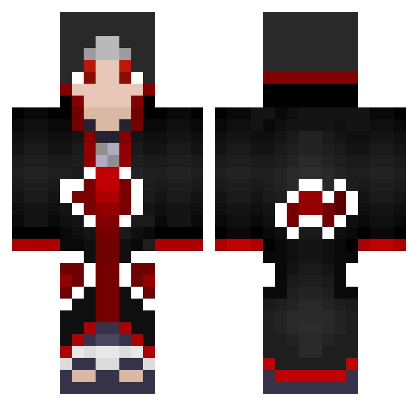 FireSuks Minecraft skin, front and back view