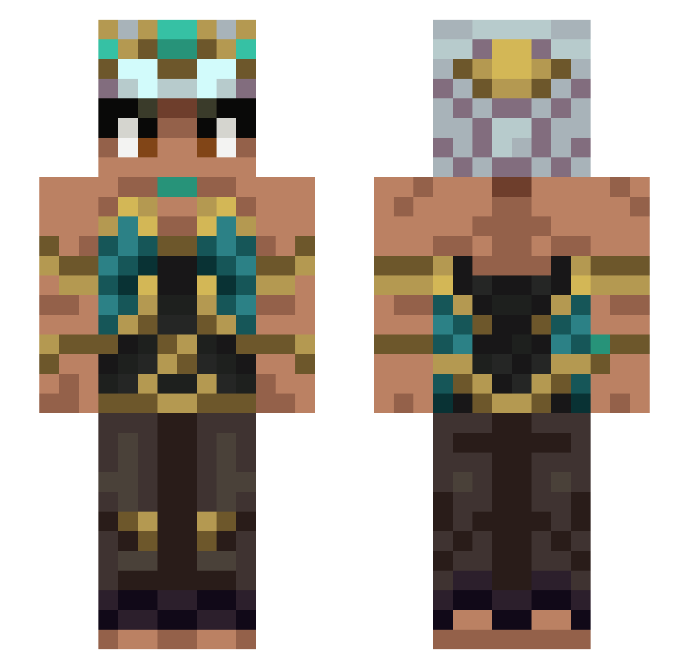 Mundivagant Minecraft skin, front and back view