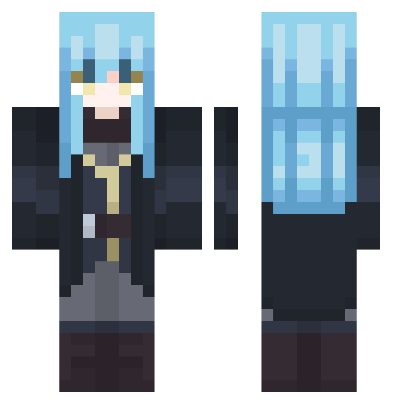 Fiishstick Minecraft skin, front and back view