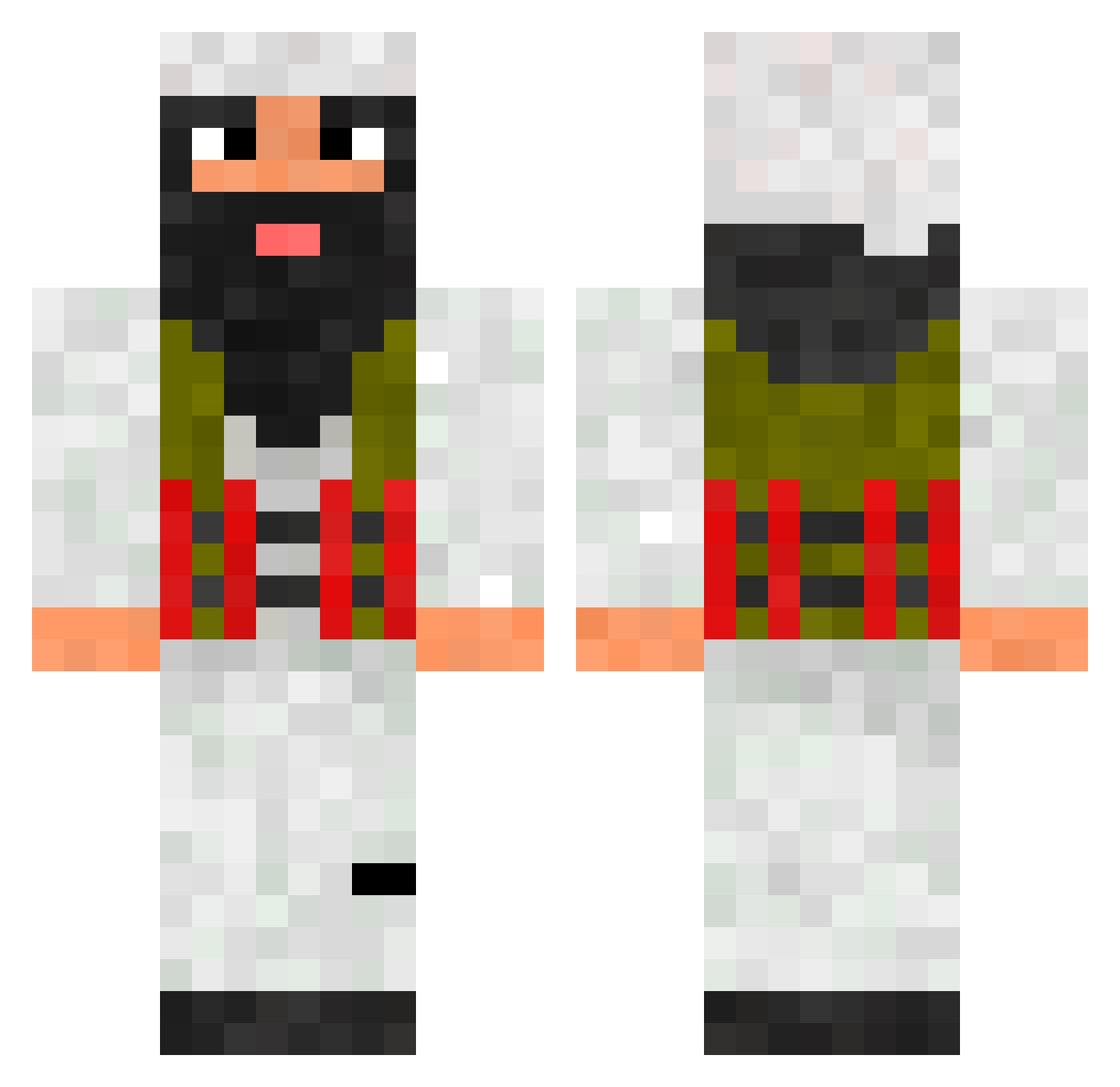 Kukslukern Minecraft skin, front and back view