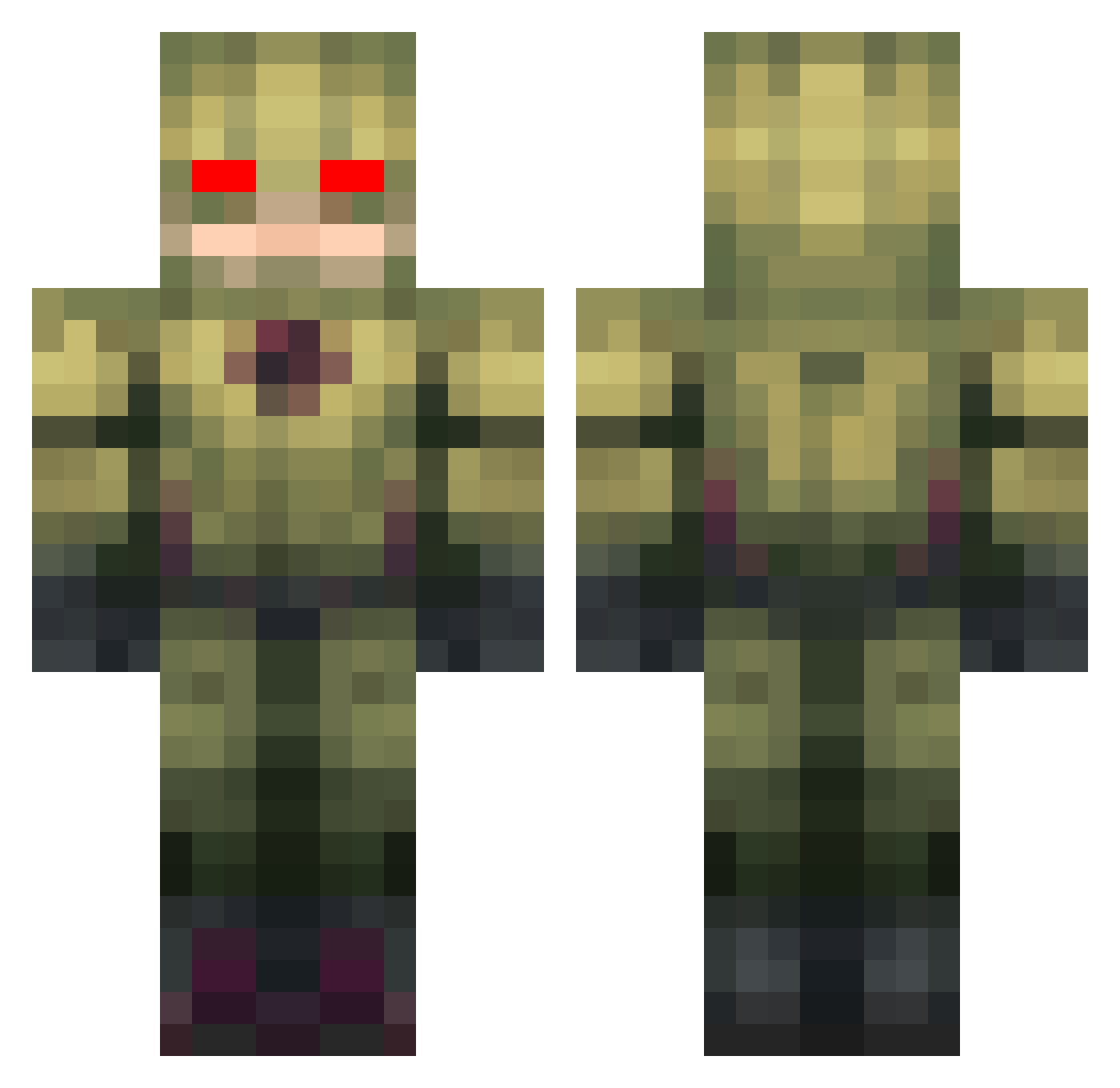miniburymealive Minecraft skin, front and back view