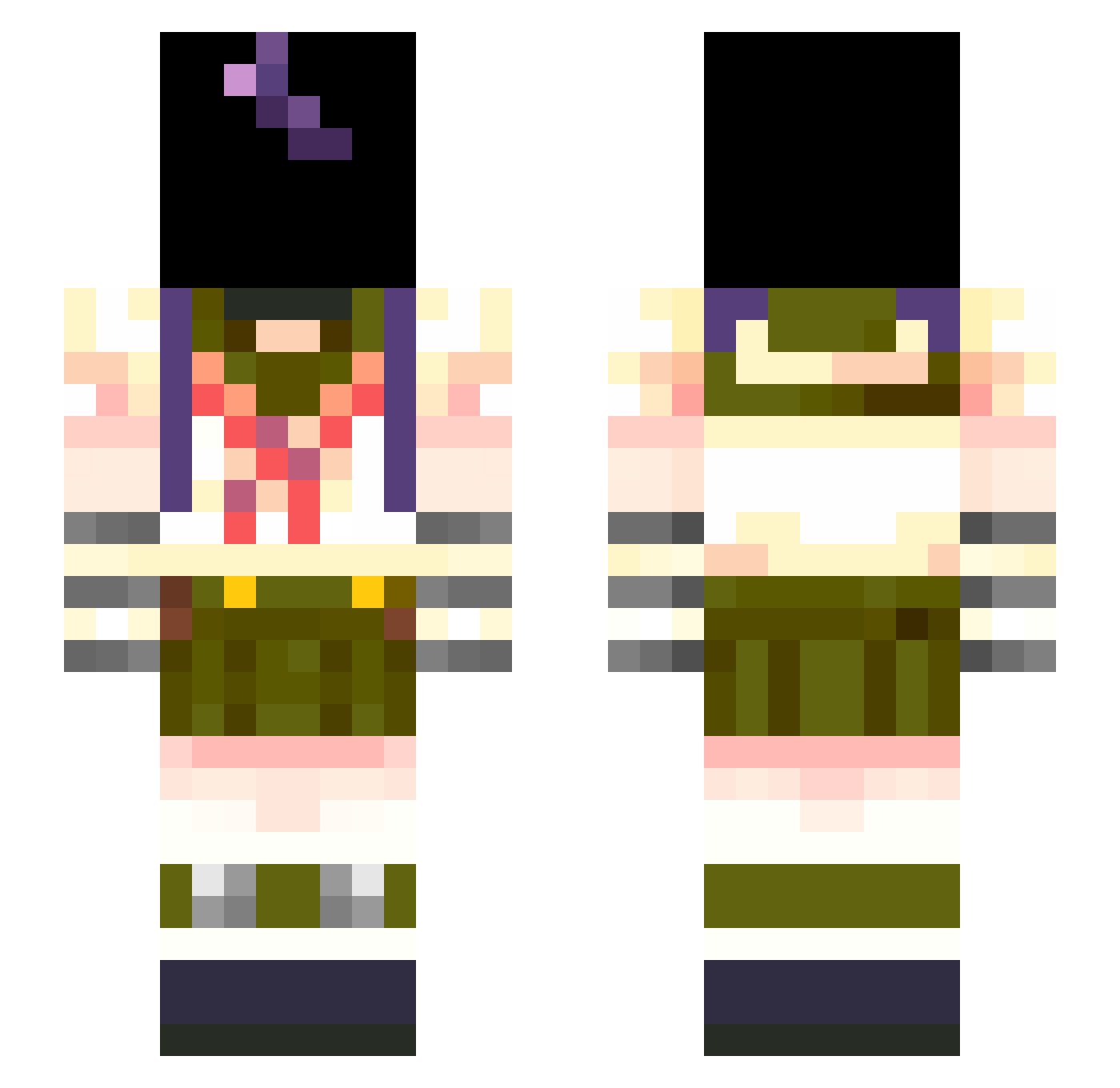 OverReached Minecraft skin, front and back view