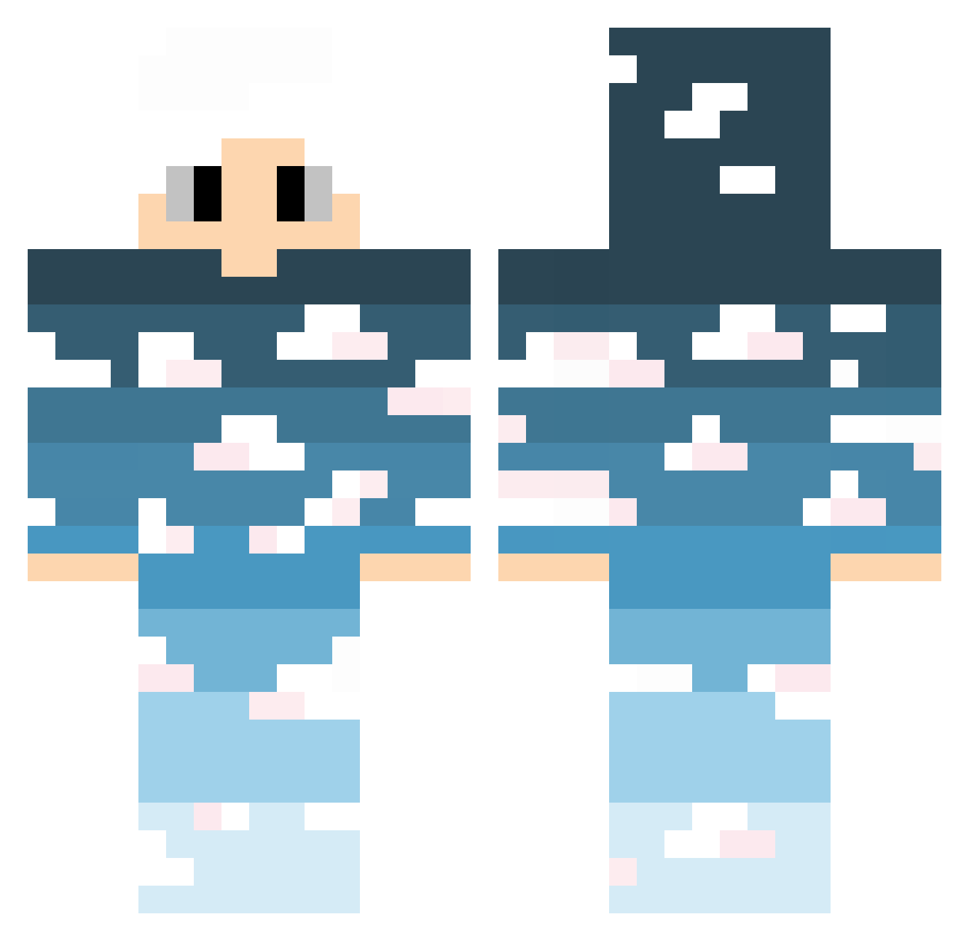 WetterLP Minecraft skin, front and back view