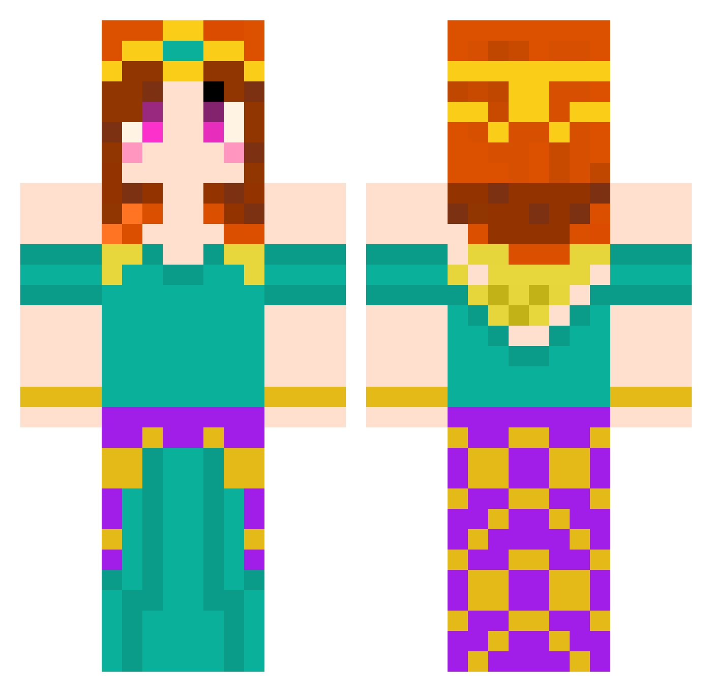 Bunisoul Minecraft skin, front and back view