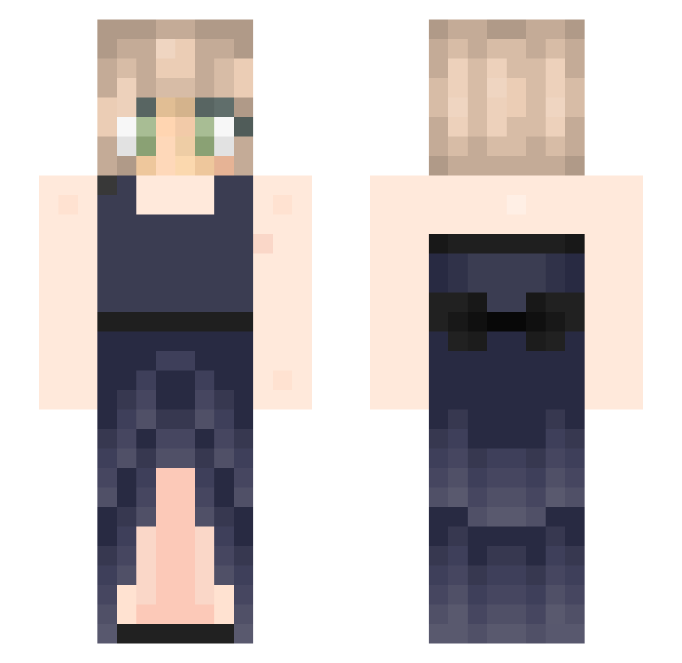 PinkPiglet7613 Minecraft skin, front and back view