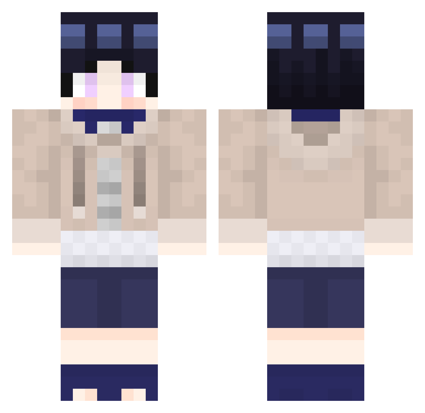 Caroline_uwu Minecraft skin, front and back view