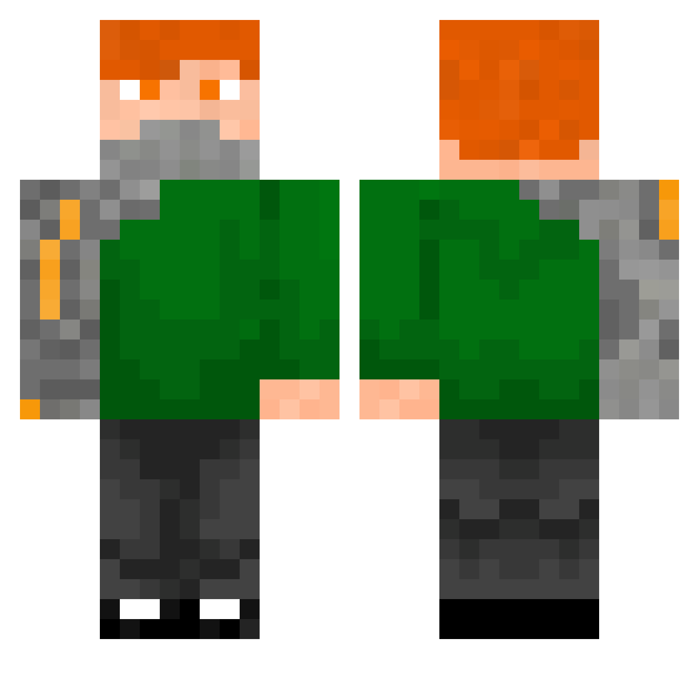 Moki64 Minecraft skin, front and back view
