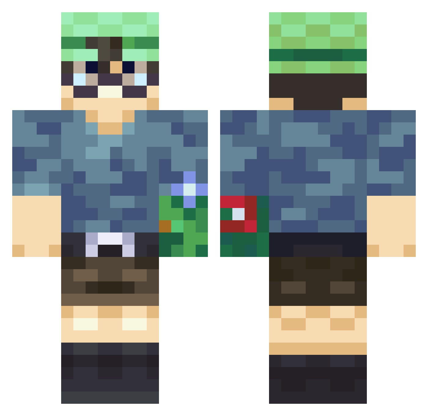 Piky Minecraft skin, front and back view