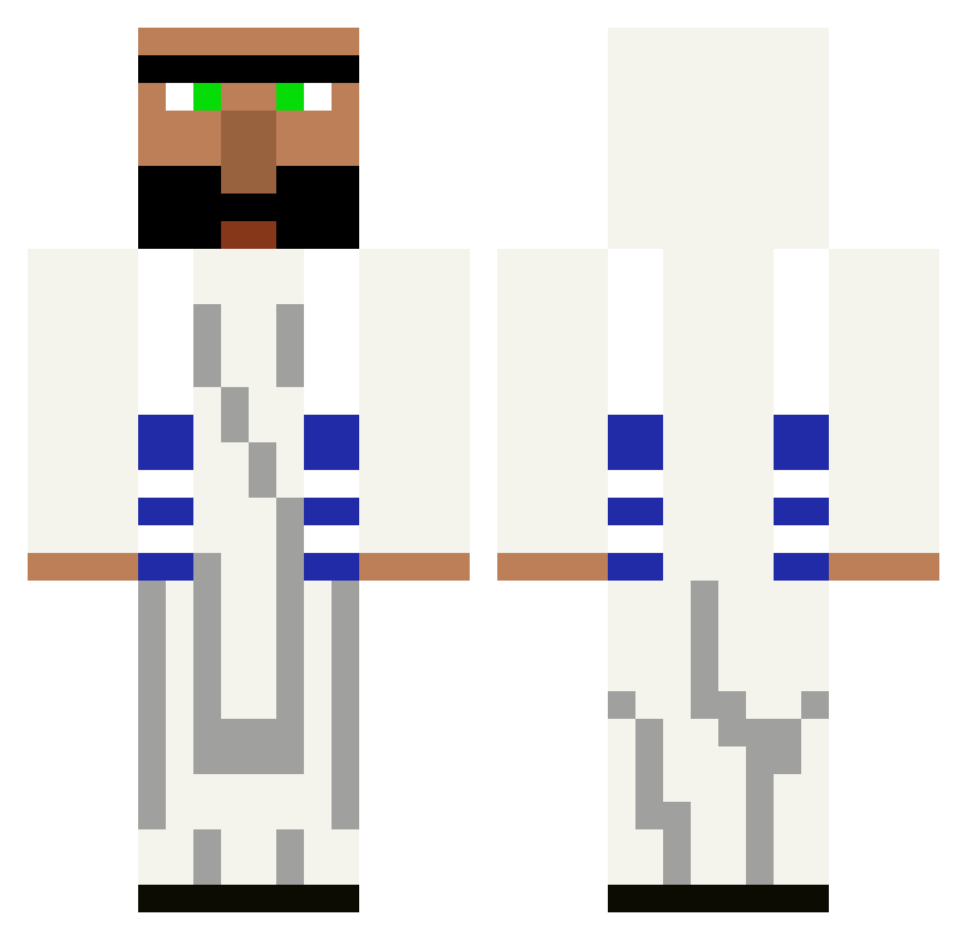 Docreio Minecraft skin, front and back view
