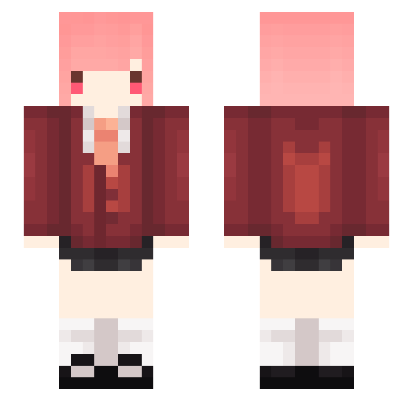 nekomiku0x0 Minecraft skin, front and back view