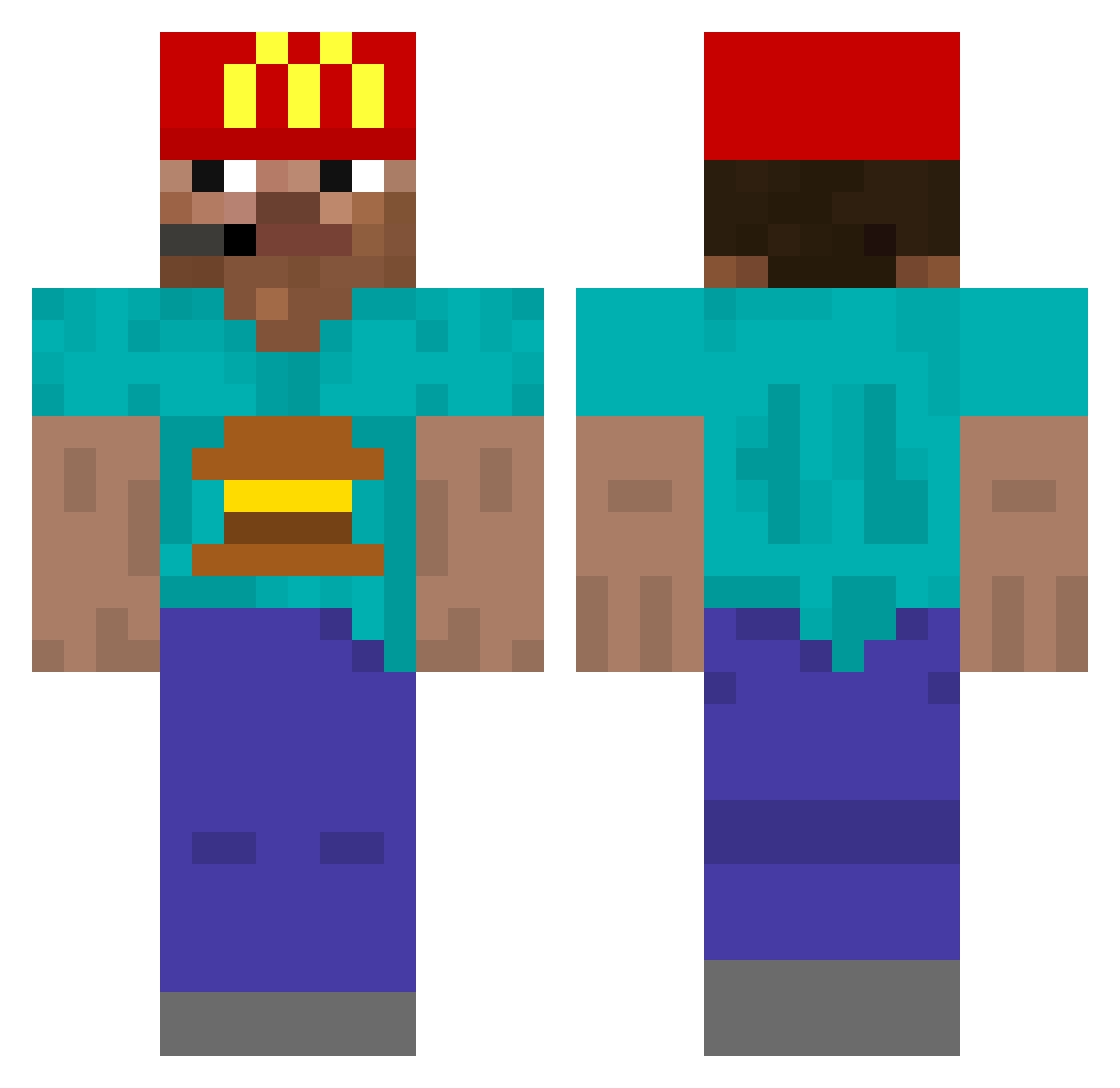 RattenMaetl Minecraft skin, front and back view