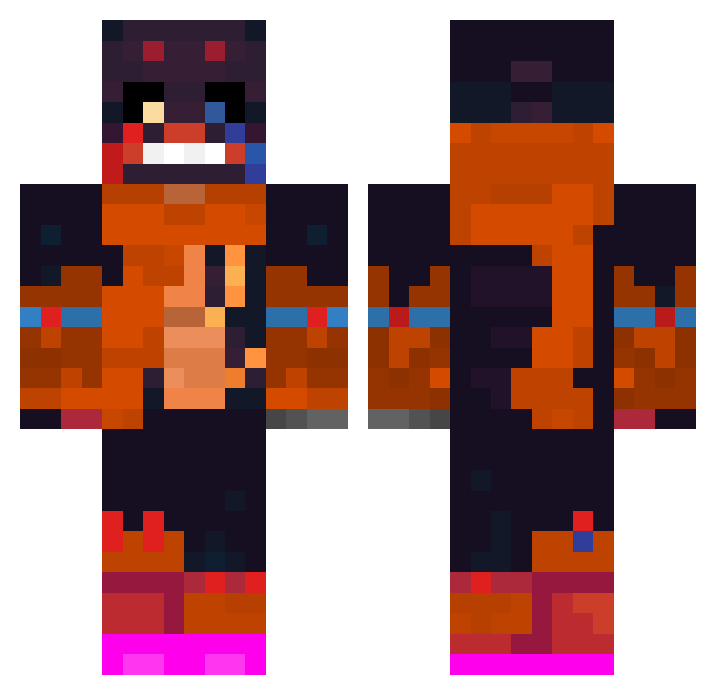 XenoTheBeano Minecraft skin, front and back view