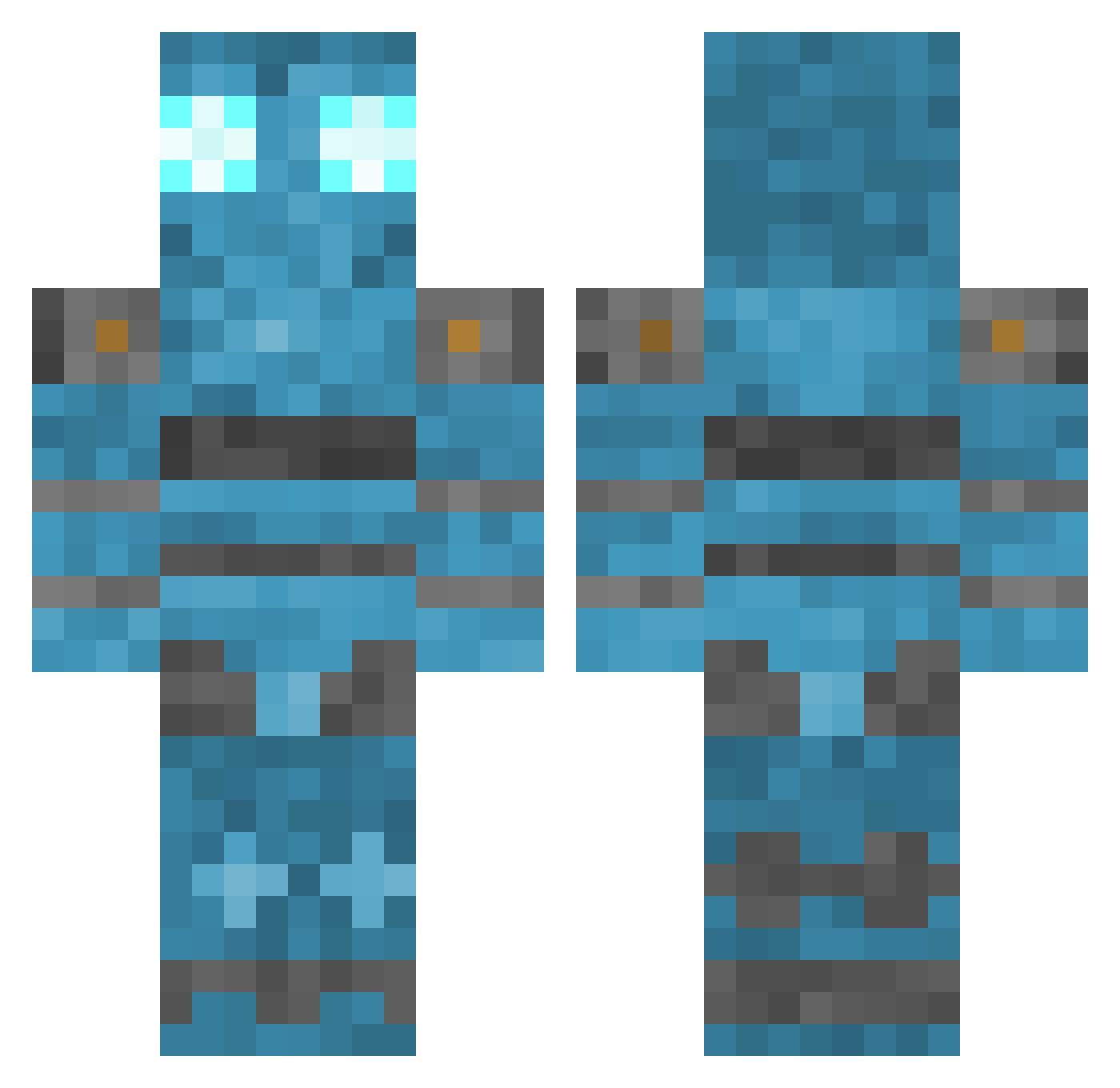 Jarvs Minecraft skin, front and back view