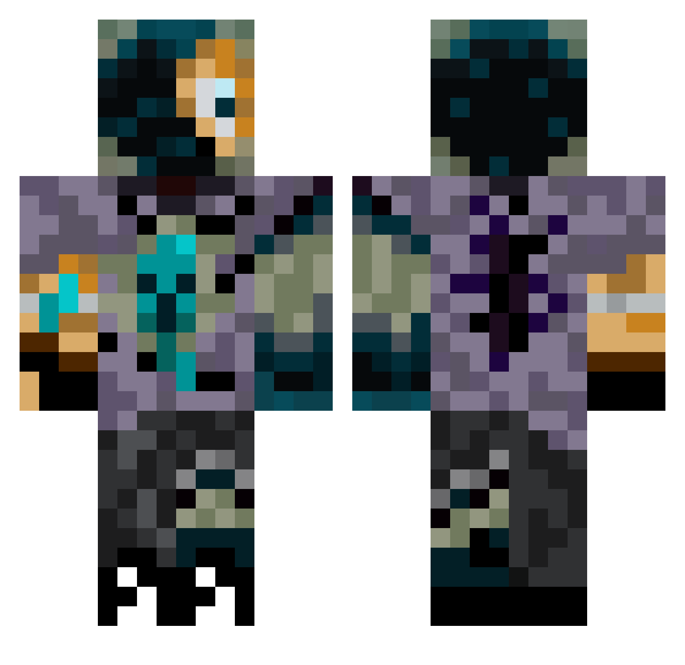 AliExclusive Minecraft skin, front and back view