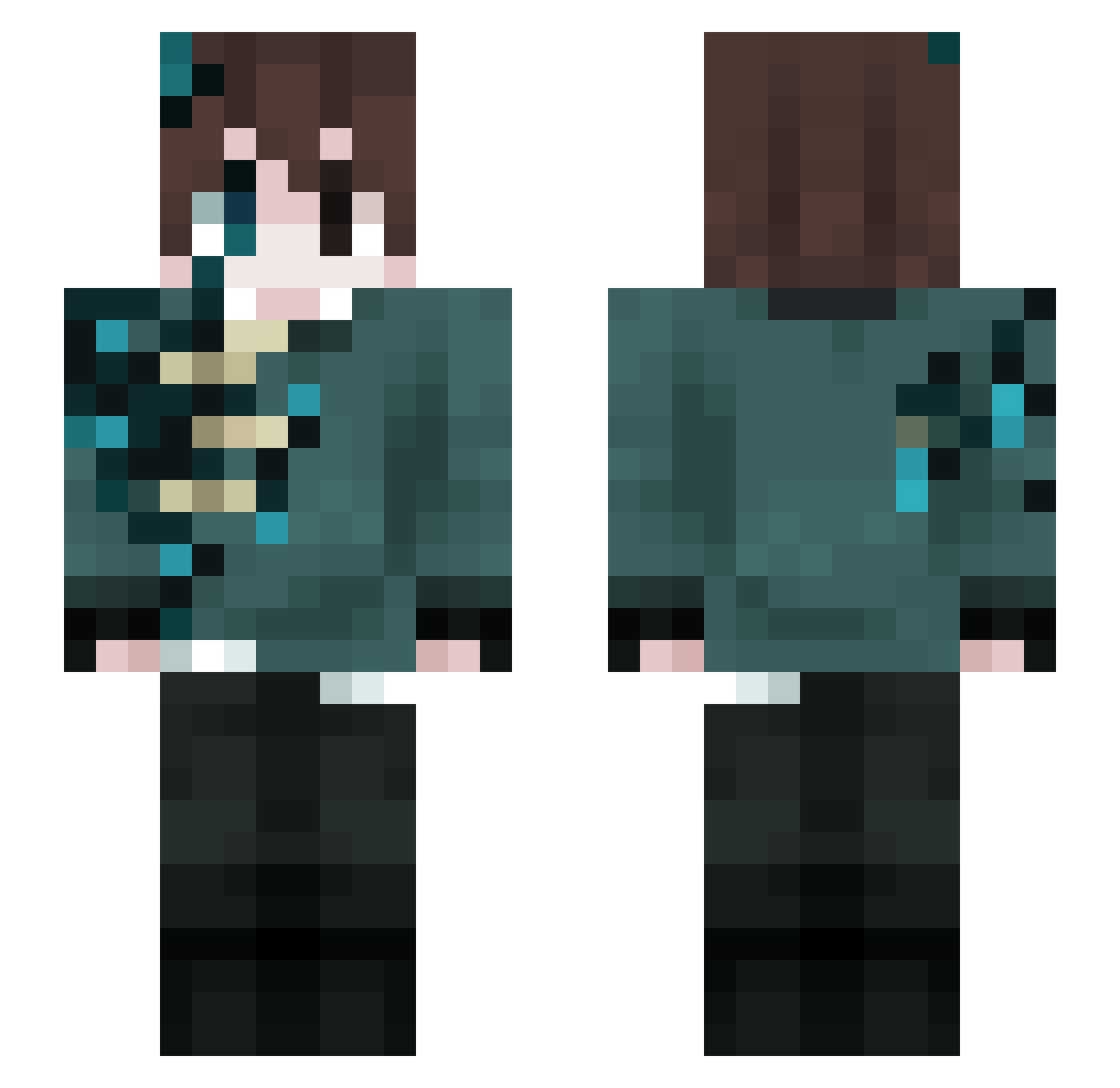 ItzPrada Minecraft skin, front and back view