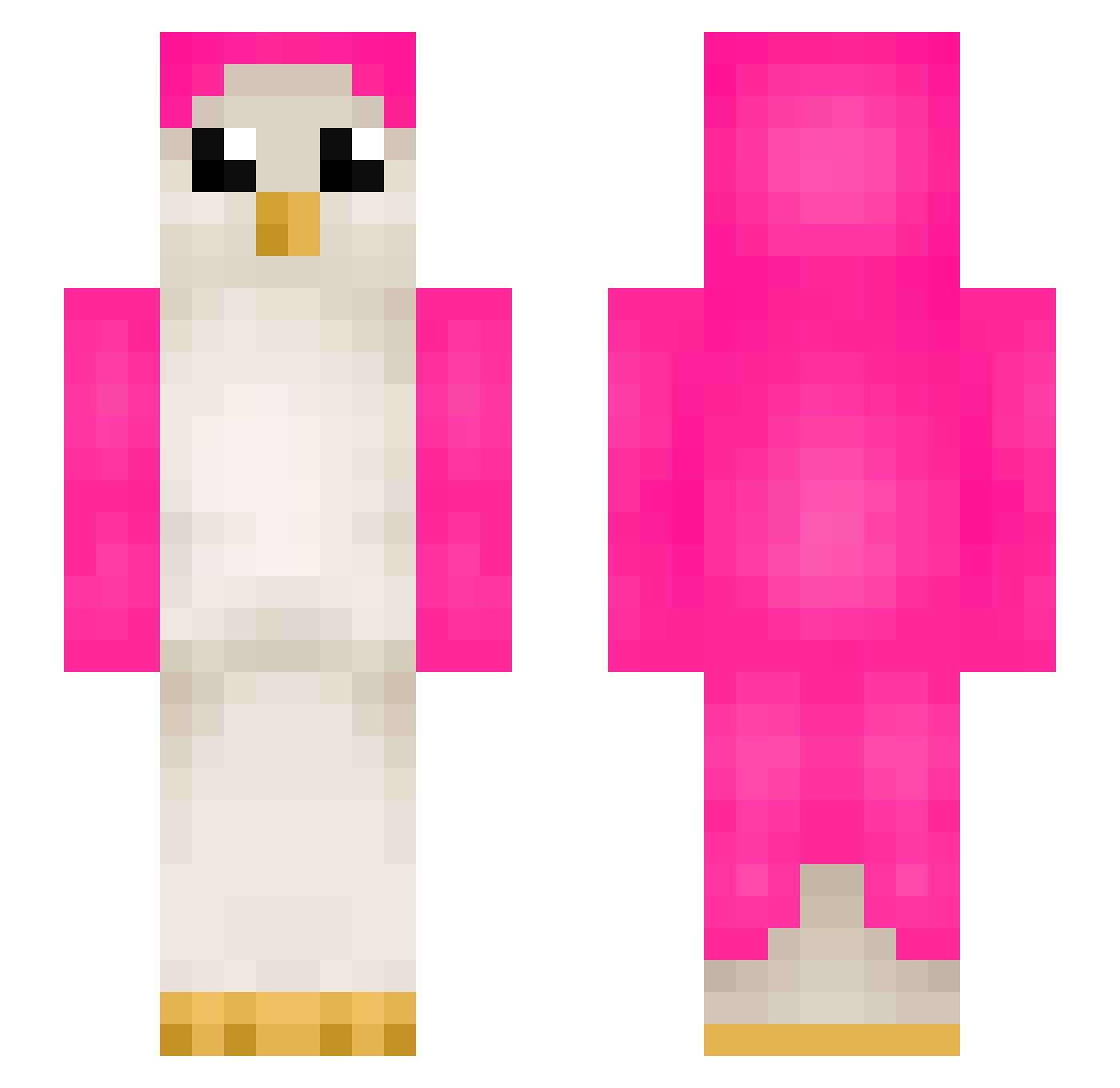 Unity Minecraft skin, front and back view
