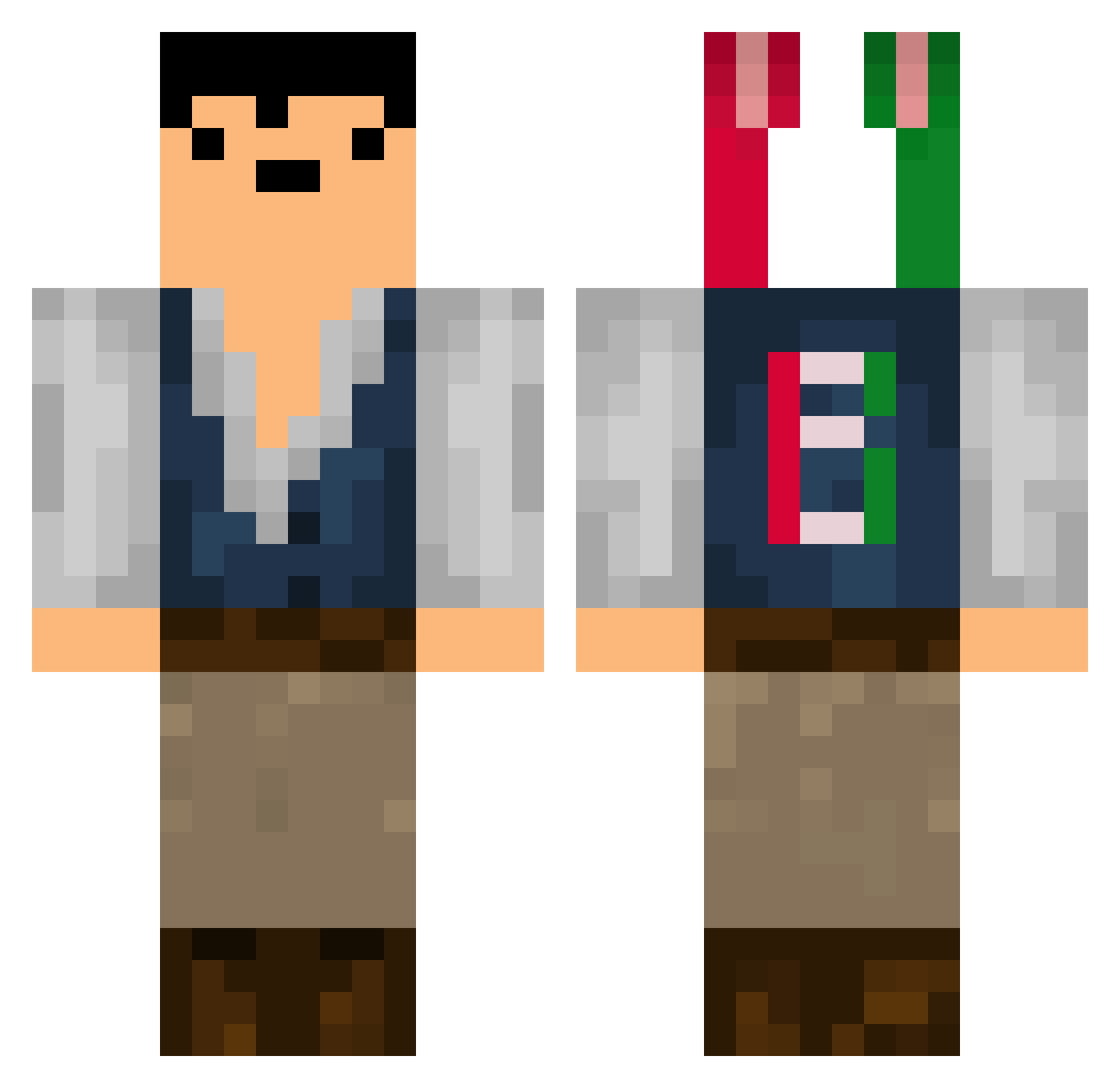 BBxRobbie Minecraft skin, front and back view