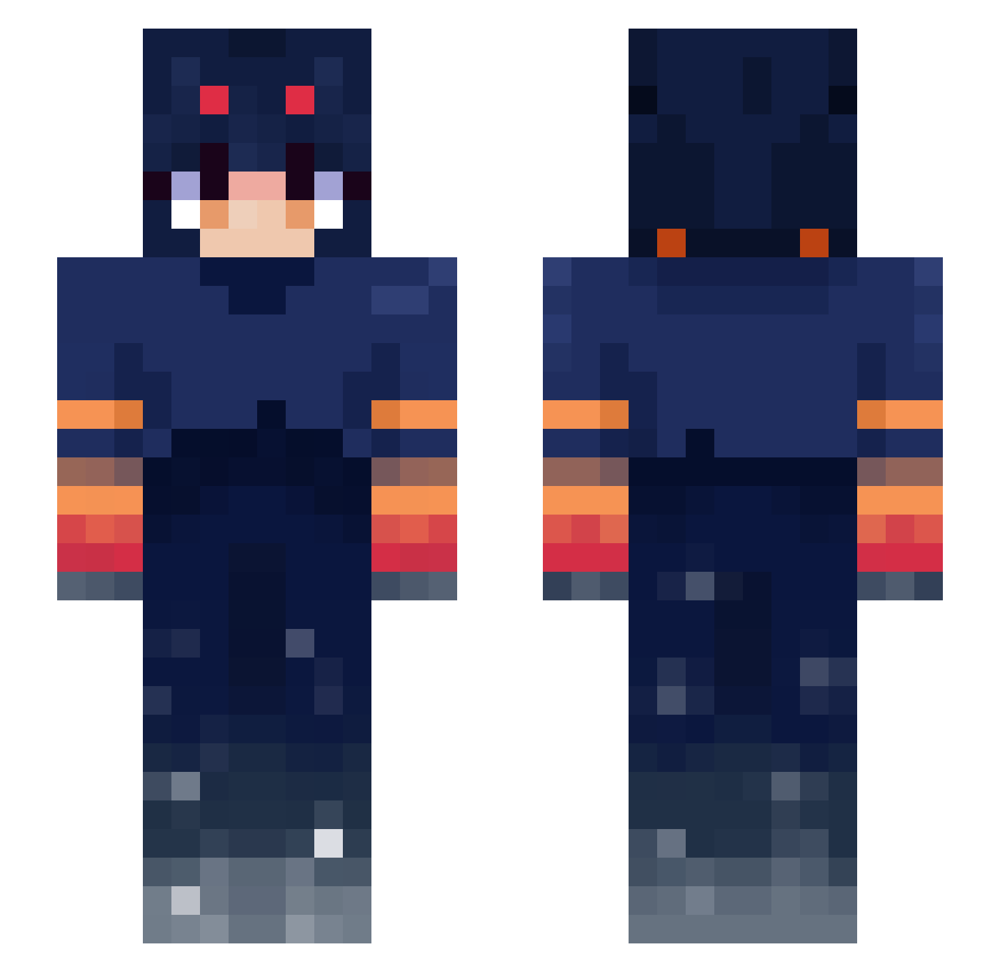 lokating Minecraft skin, front and back view