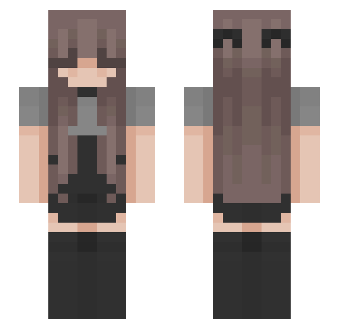 a7wi Minecraft skin, front and back view