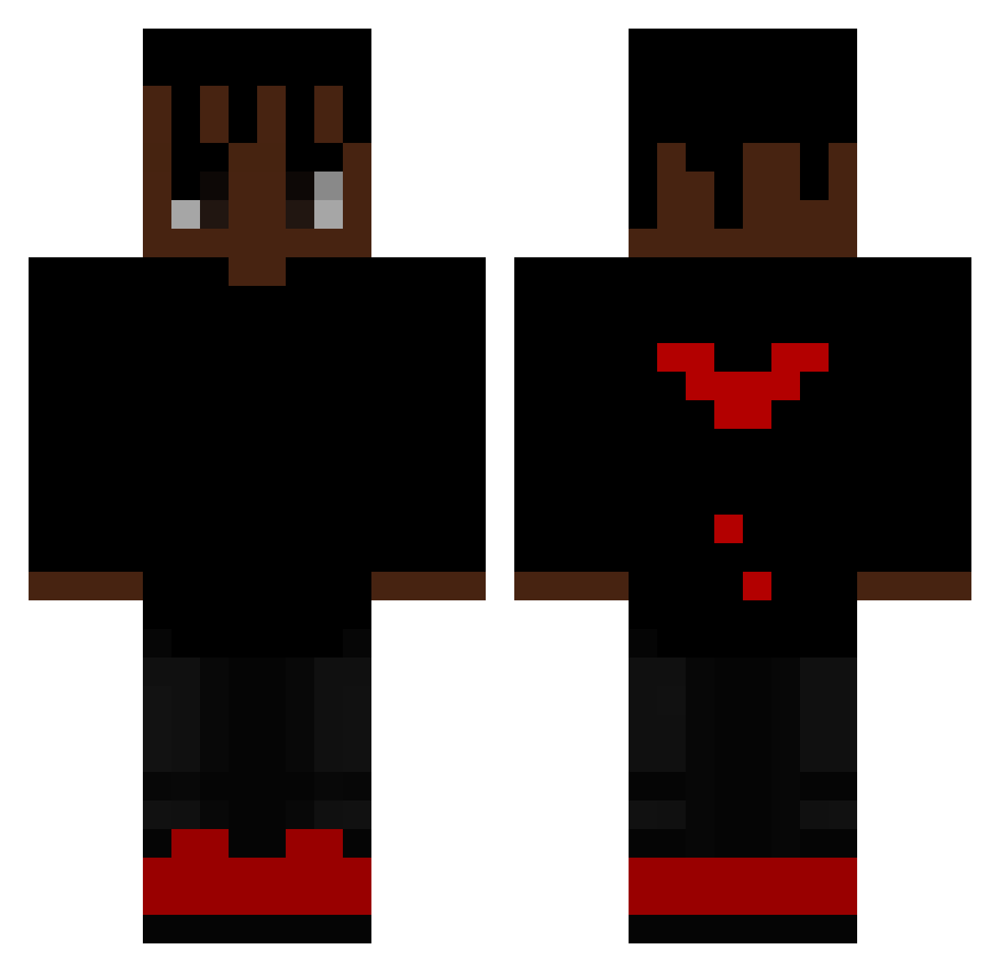 HeartBleeding Minecraft skin, front and back view