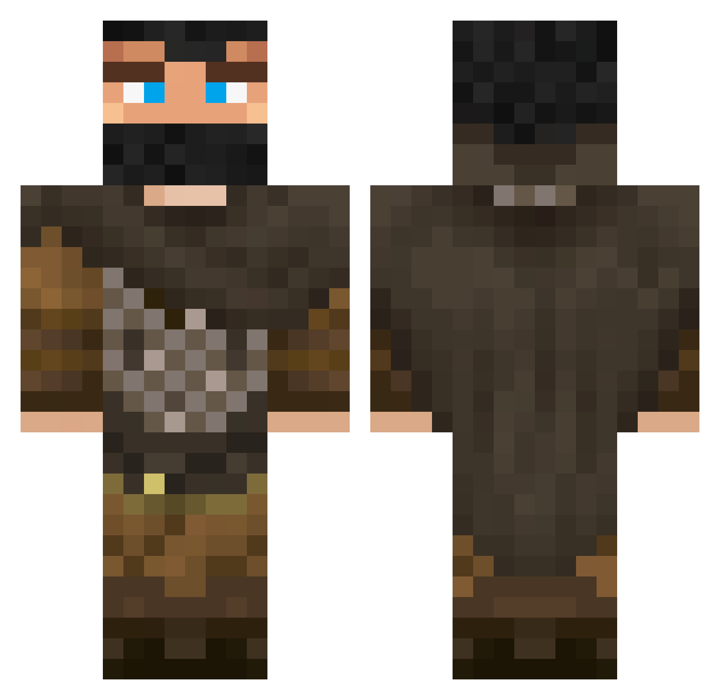 Rushwise Minecraft skin, front and back view