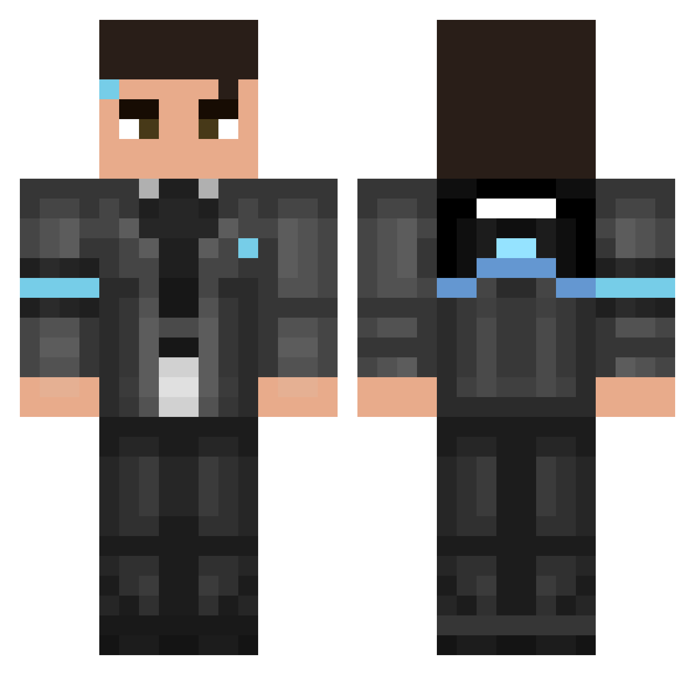 StrangeKing Minecraft skin, front and back view