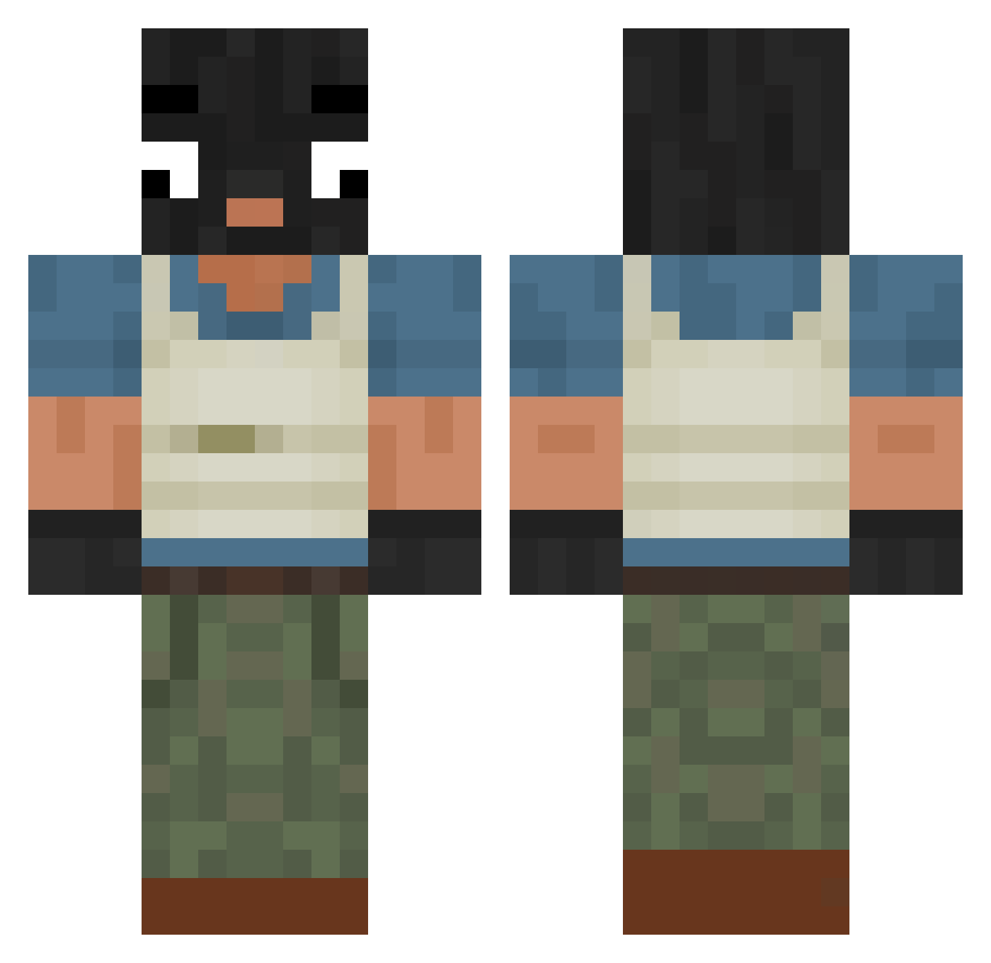 KubekKosa Minecraft skin, front and back view