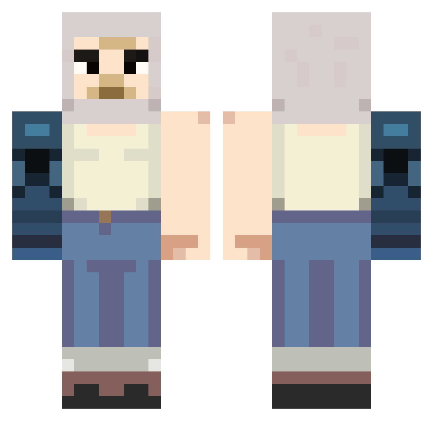 Nemessii Minecraft skin, front and back view