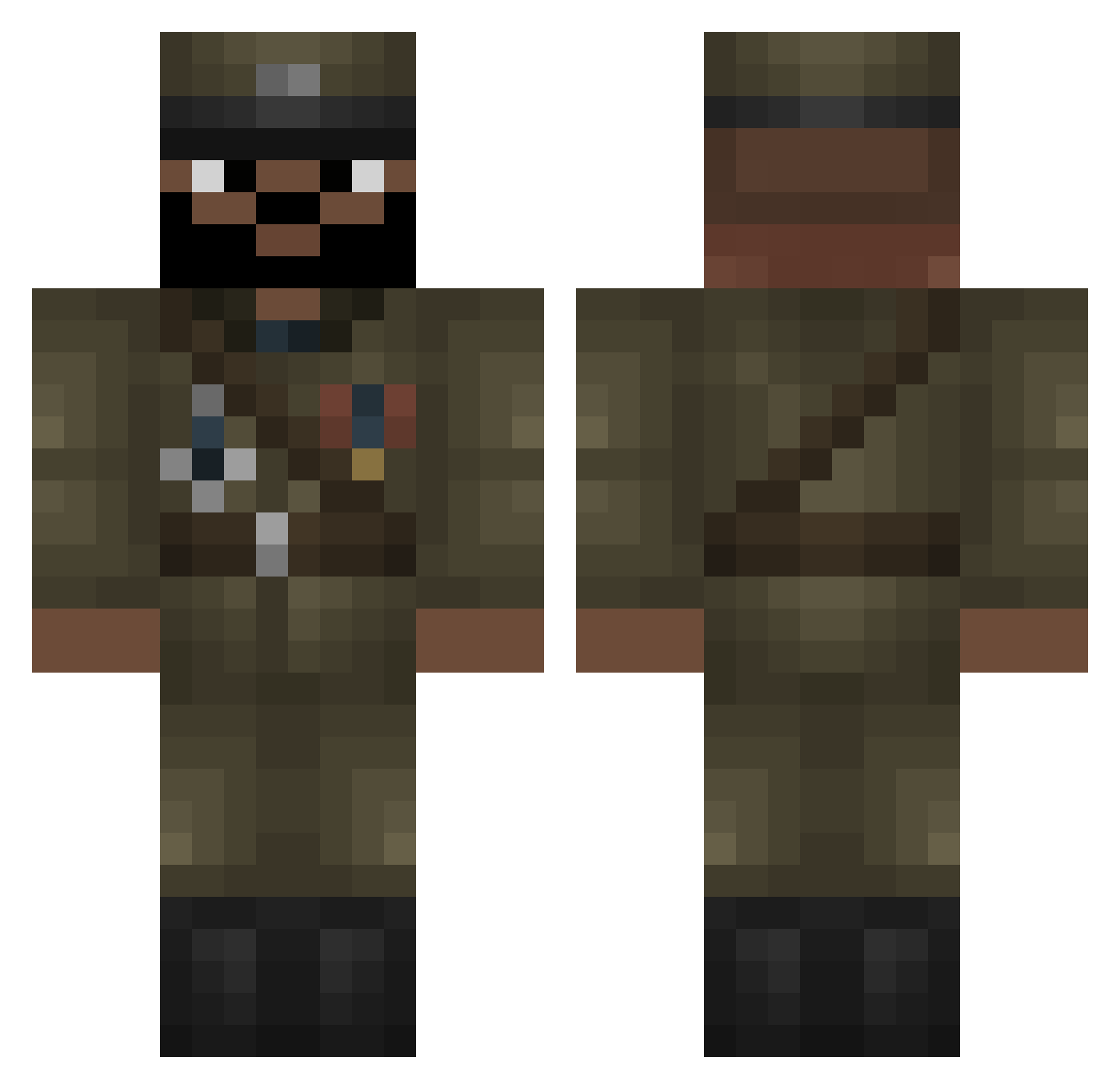 Greeneklol Minecraft skin, front and back view