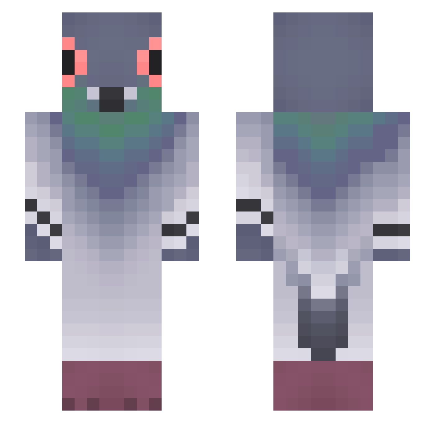 v4nilia Minecraft skin, front and back view