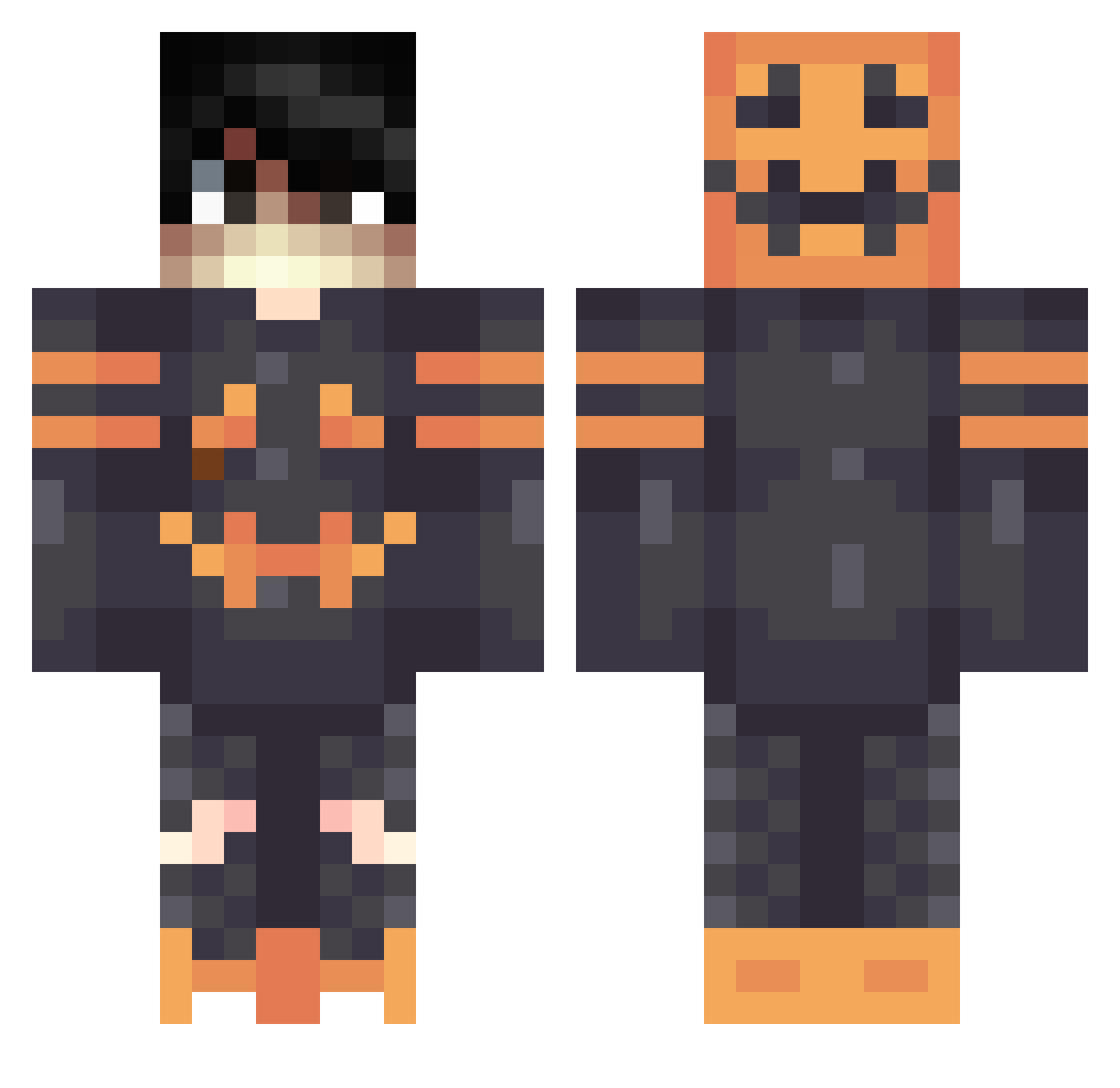Hydrolyze Minecraft skin, front and back view