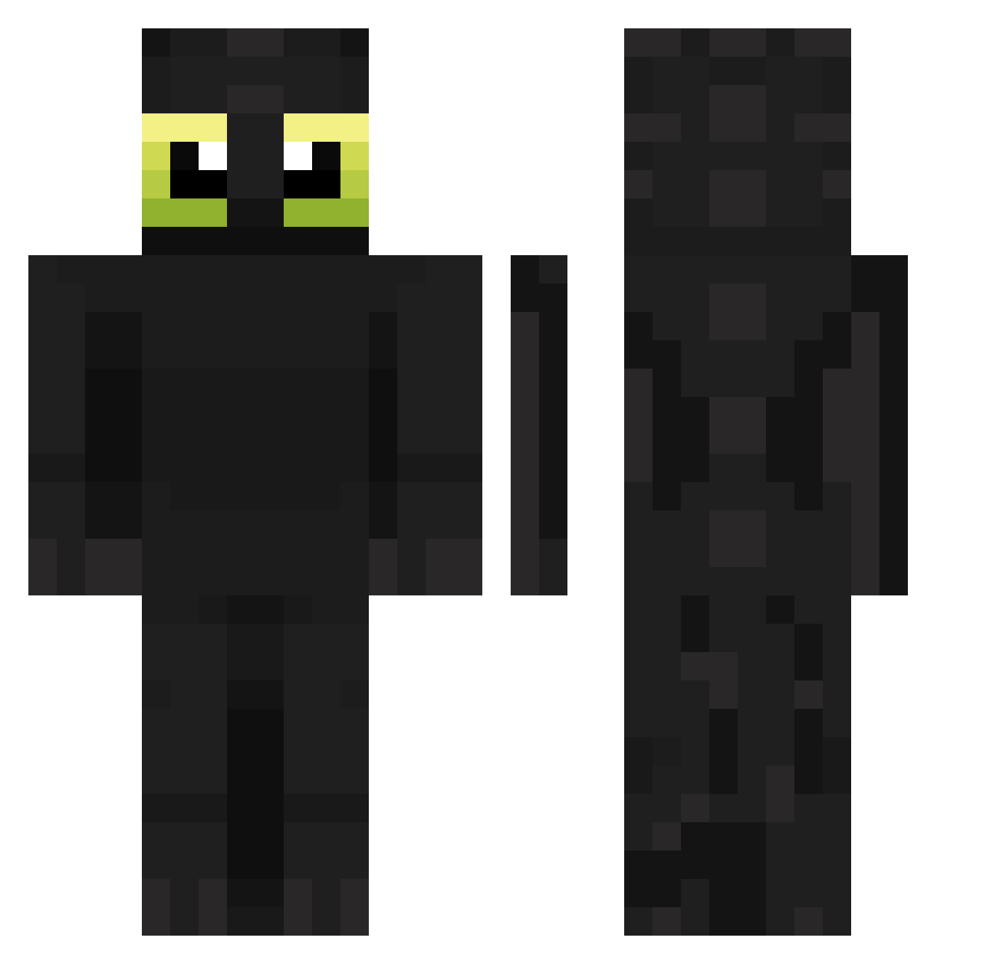 cuwrse Minecraft skin, front and back view