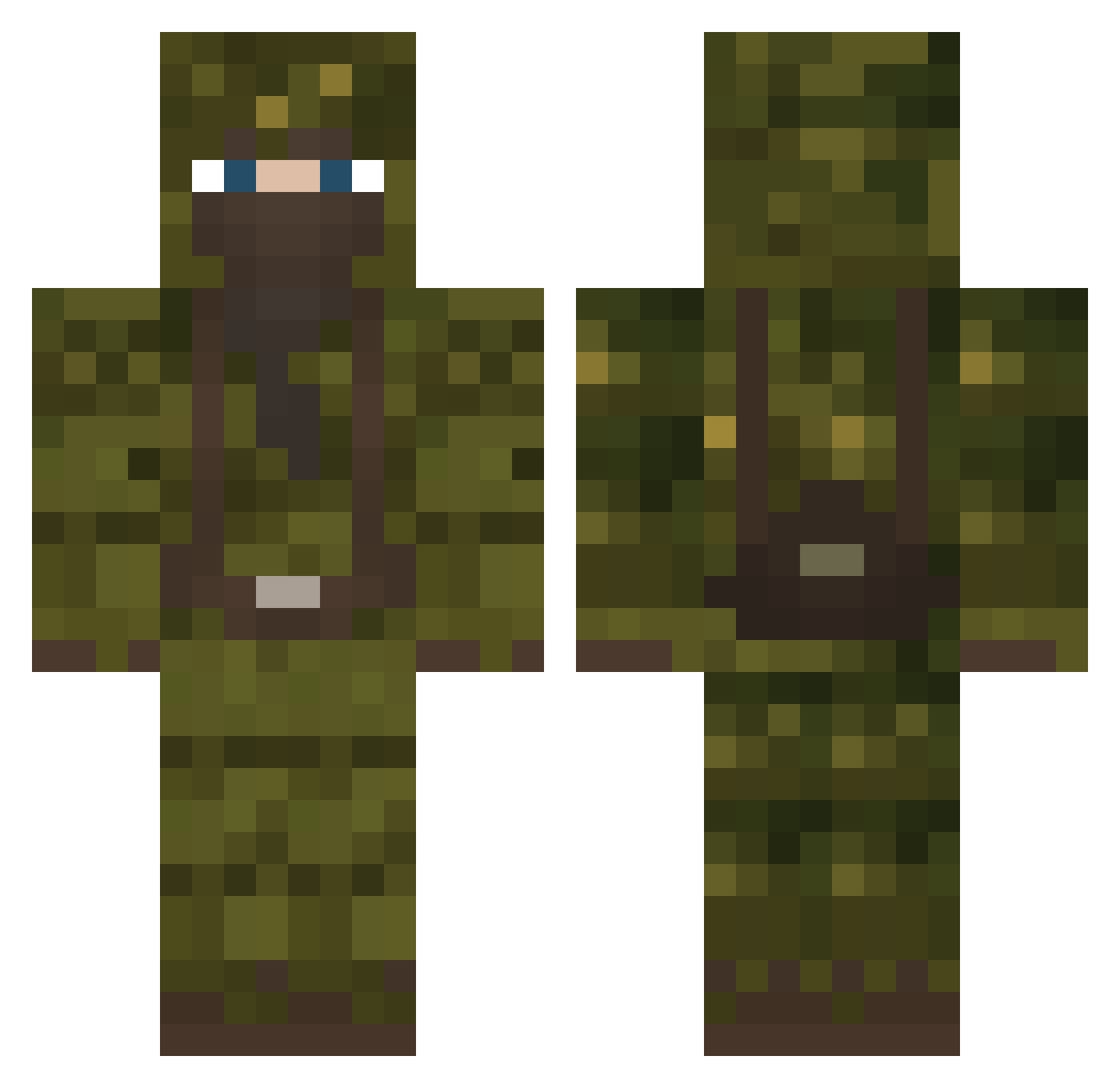 SkyJackie Minecraft skin, front and back view