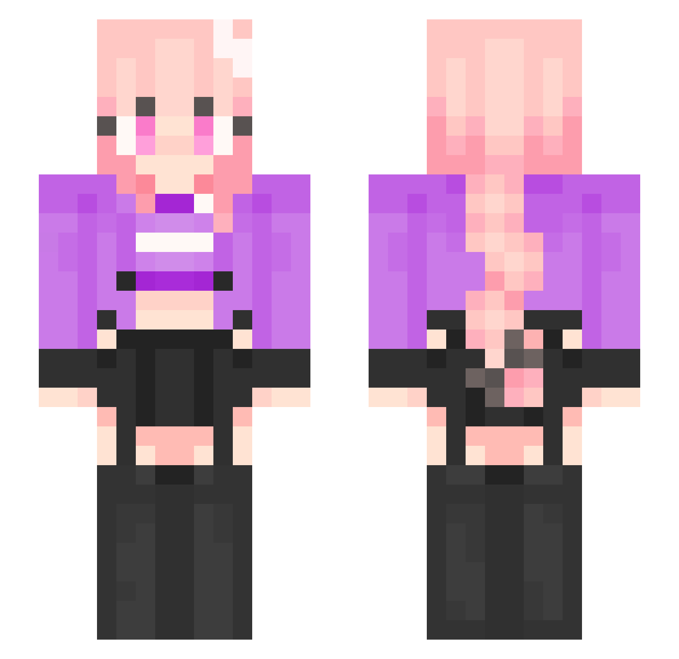 Realitynap Minecraft skin, front and back view