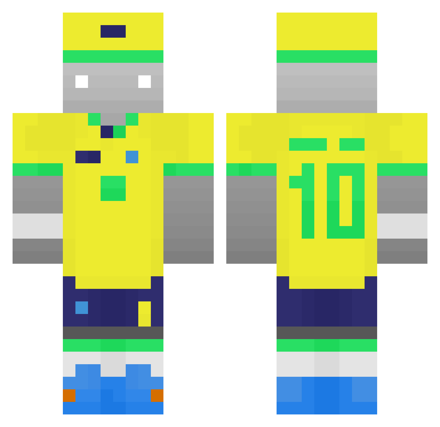 Prateado Minecraft skin, front and back view