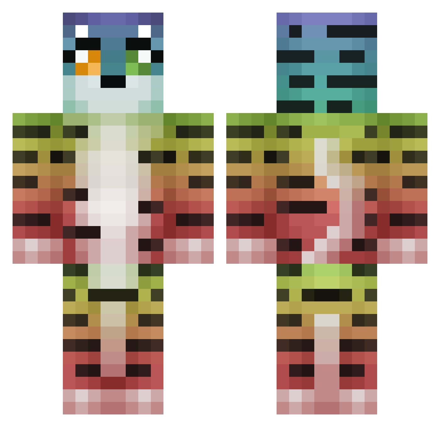 synchroneity Minecraft skin, front and back view