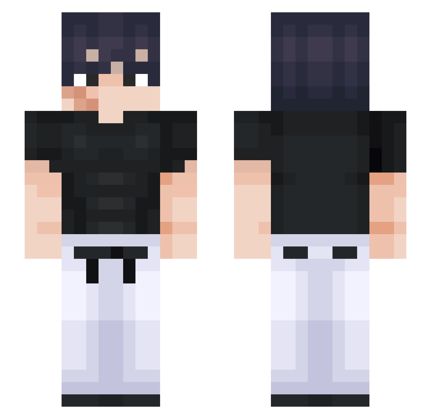 YamiGob Minecraft skin, front and back view