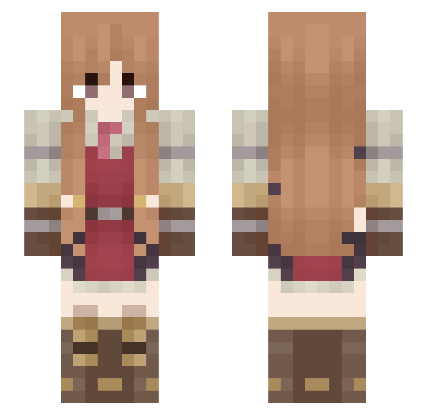 Syzika Minecraft skin, front and back view