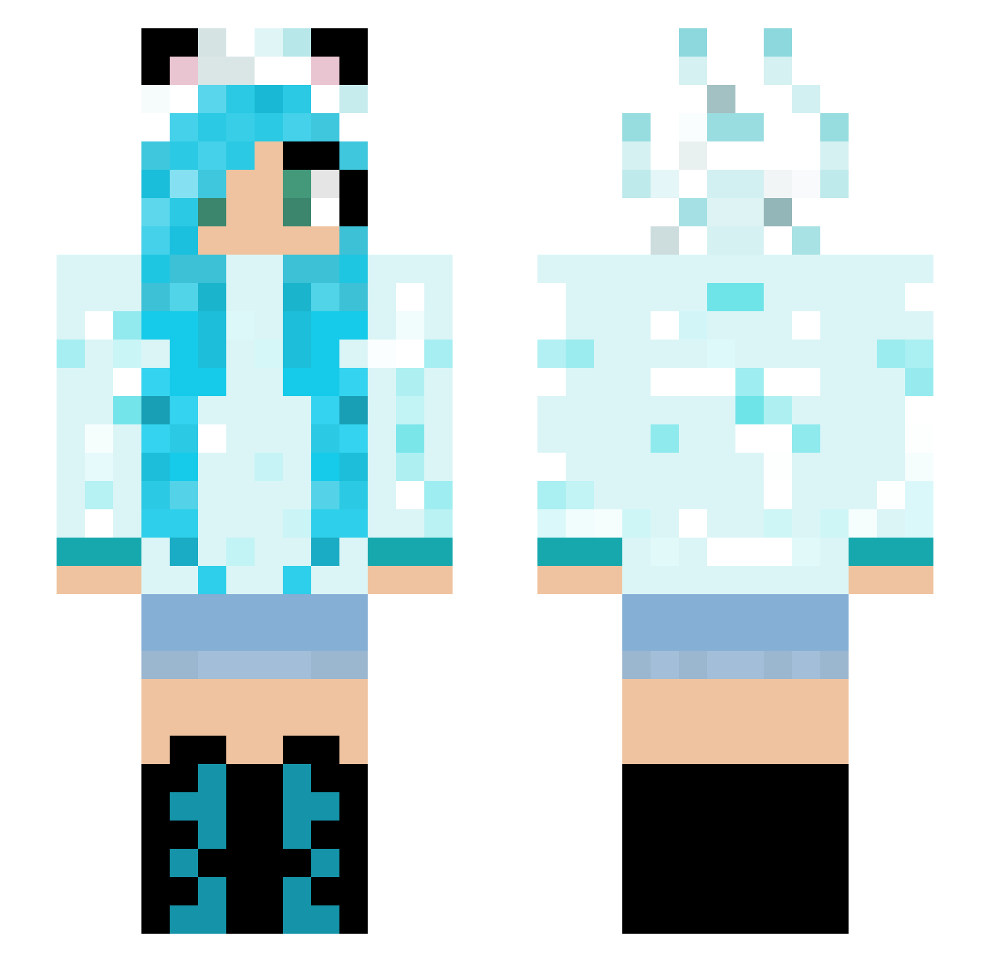 Mommablueski Minecraft skin, front and back view